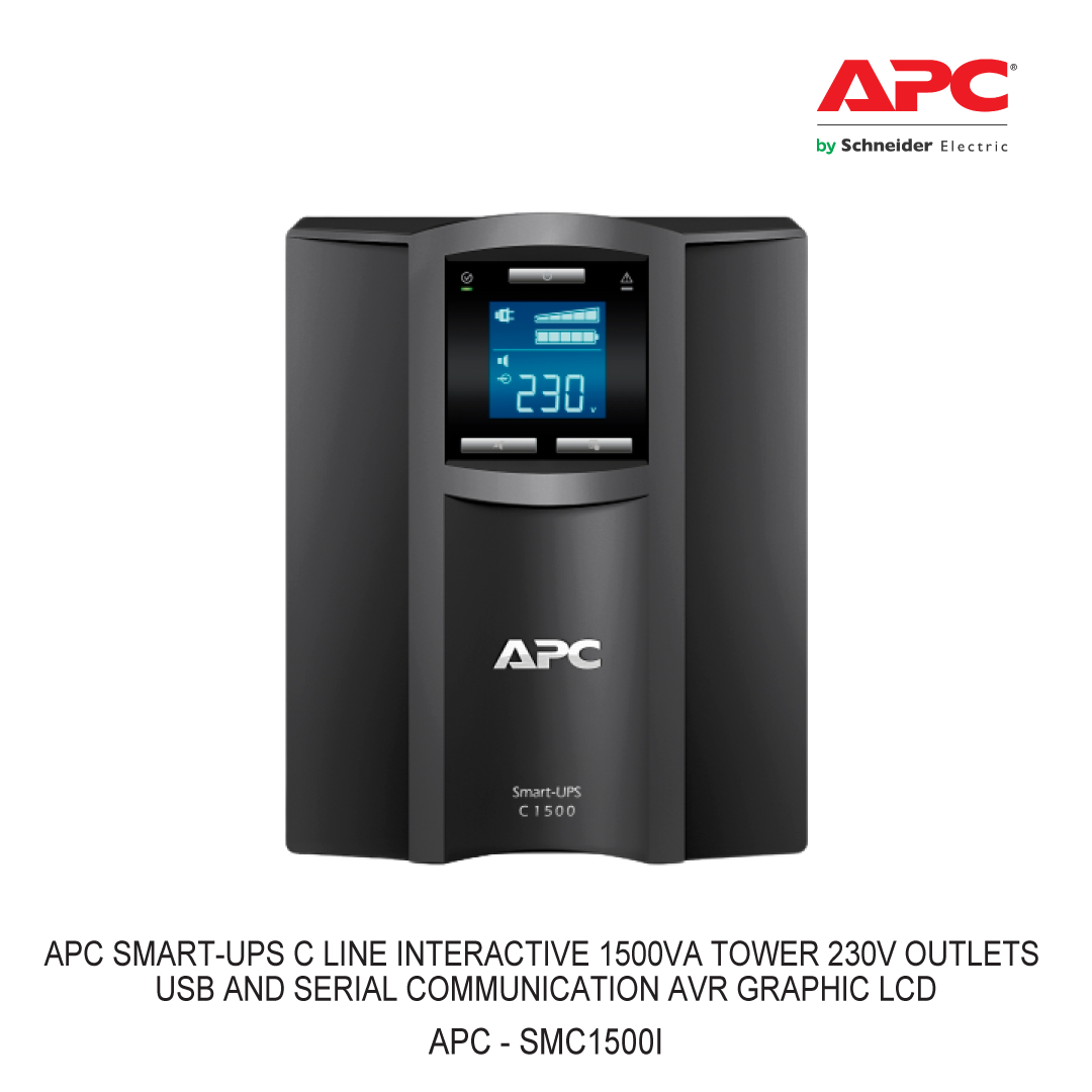 APC SMART-UPS C LINE INTERACTIVE 1500VA TOWER 230V OUTLETS USB AND SERIAL COMMUNICATION AVR GRAPHIC LCD