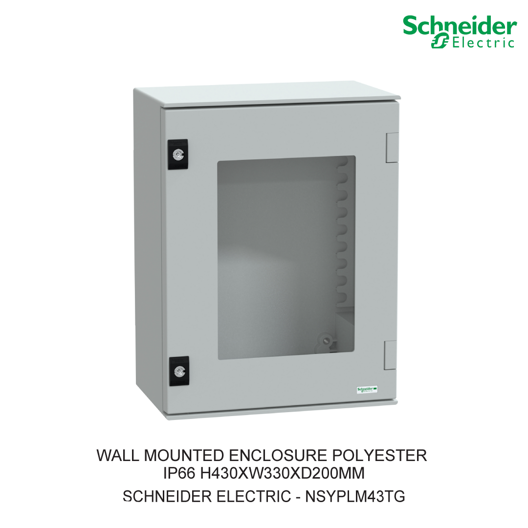 WALL MOUNTED ENCLOSURE POLYESTER IP66 H430XW330XD200MM
