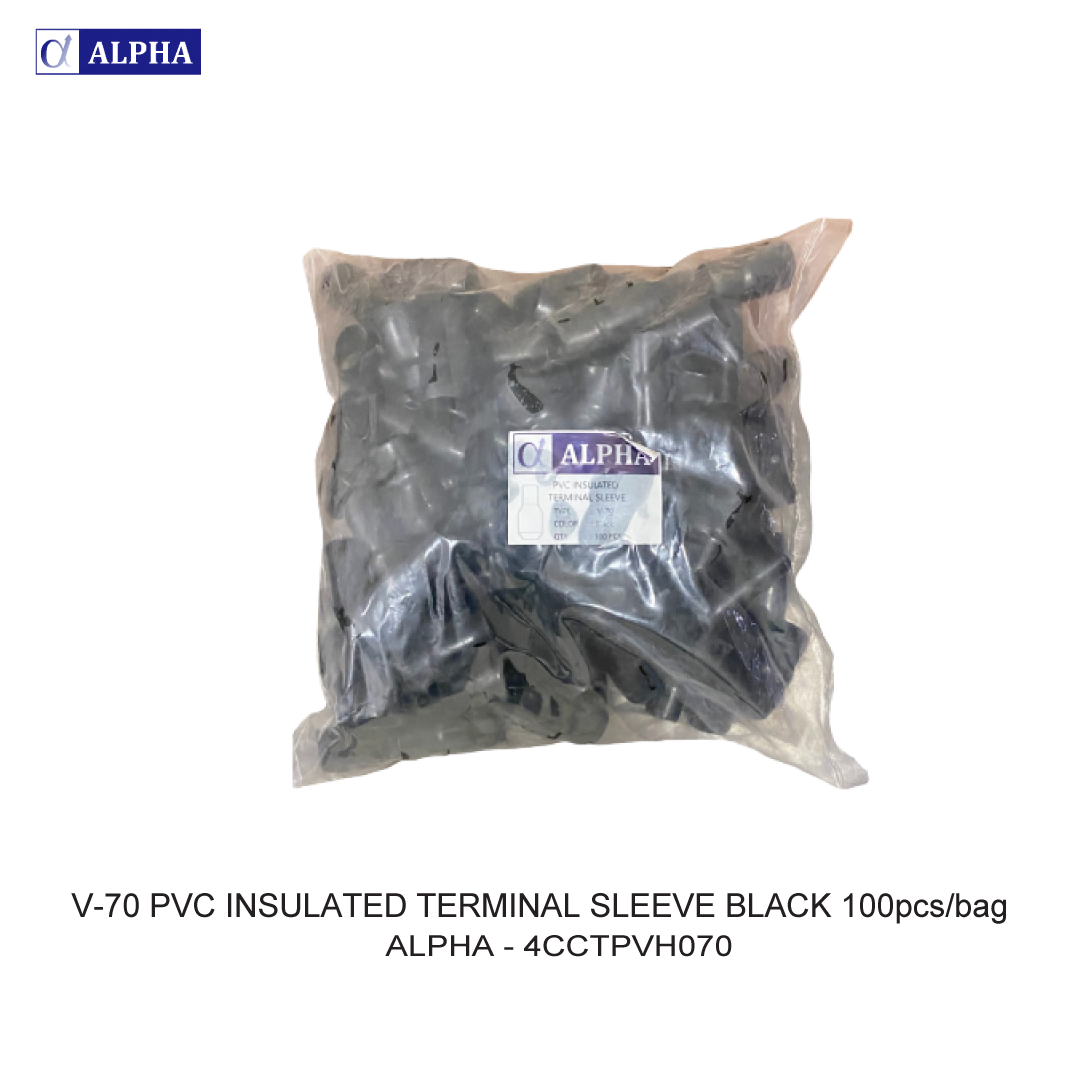 V-70 PVC INSULATED TERMINAL SLEEVE BLACK 100pcs/bag