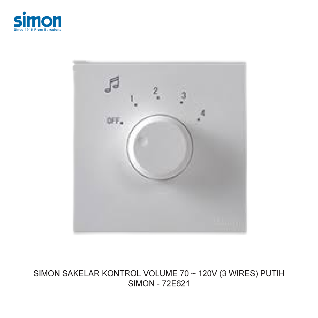 SIMON 70-120V VOLUME CONTROL SWITCH (3 WIRES) WHITE