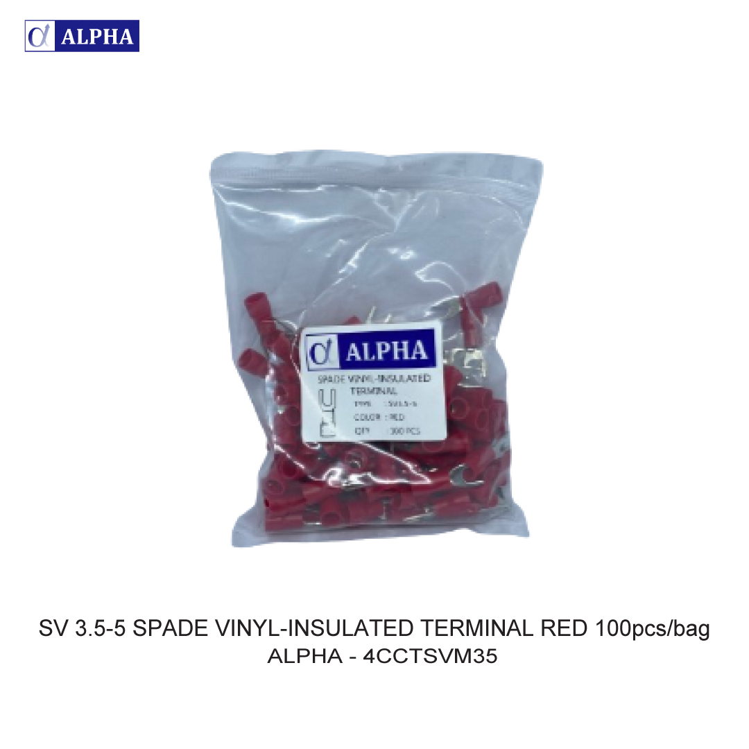SV 3.5-5 SPADE VINYL-INSULATED TERMINAL RED 100pcs/bag