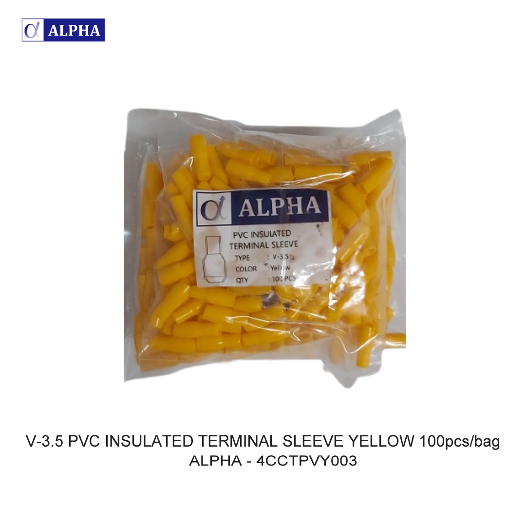V-3.5 PVC INSULATED TERMINAL SLEEVE YELLOW 100pcs/bag