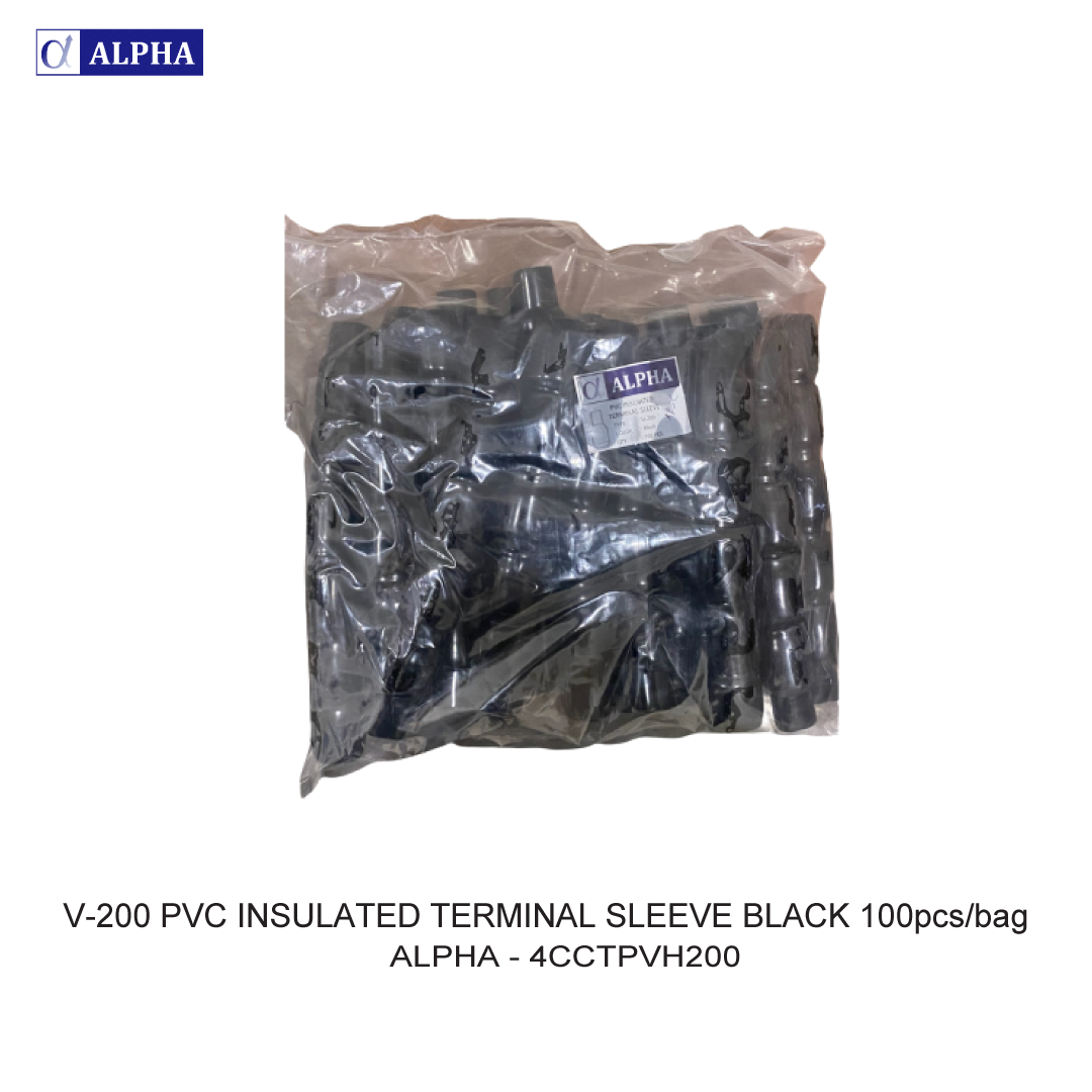 V-200 PVC INSULATED TERMINAL SLEEVE BLACK 100pcs/bag