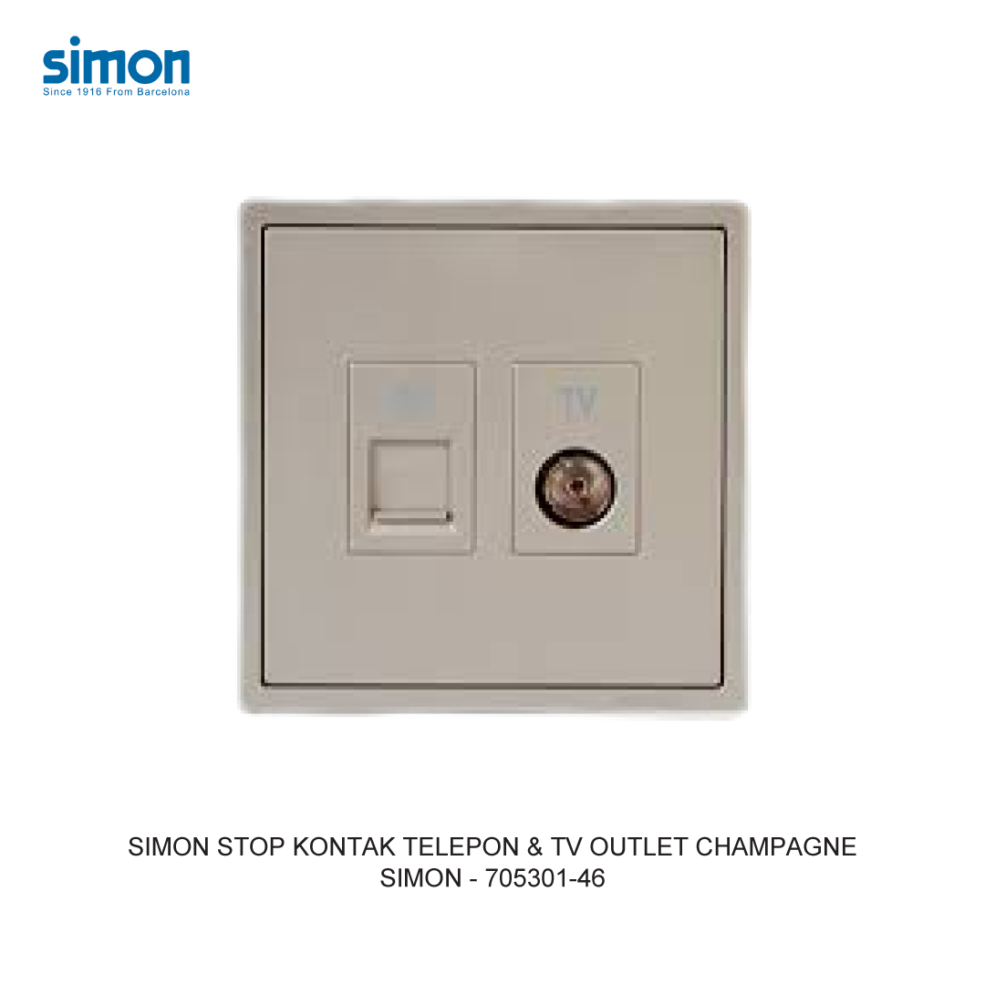 SIMON TELEPHONE & TV OUTLET MODULE CHAMPAGNE