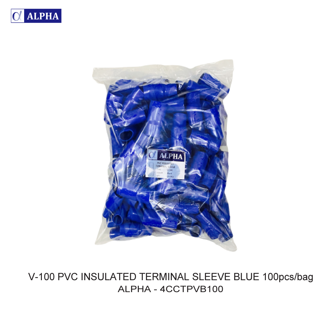 V-100 PVC INSULATED TERMINAL SLEEVE BLUE 100pcs/bag