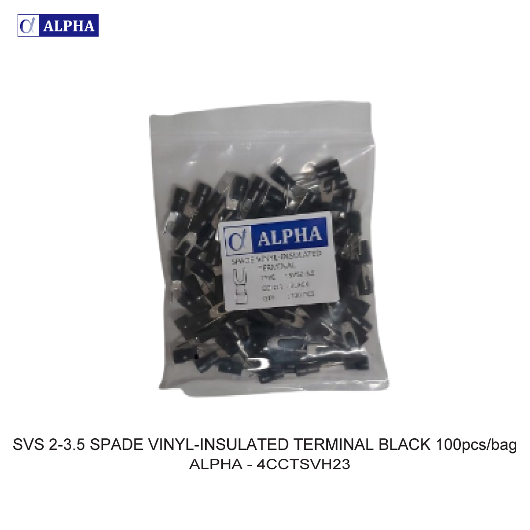 SVS 2-3.5 SPADE VINYL-INSULATED TERMINAL BLACK 100pcs/bag