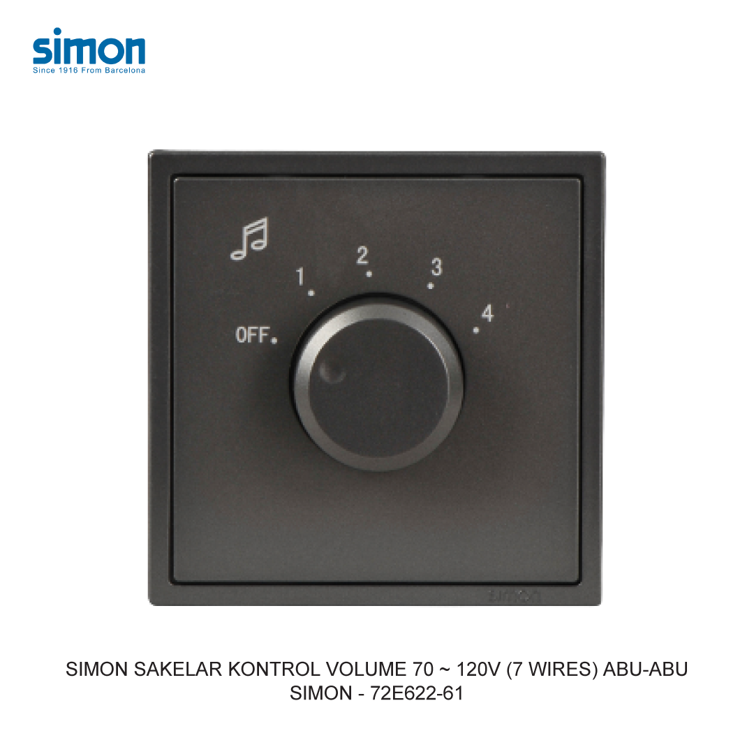 SIMON 70-120V VOLUME CONTROL SWITCH (7 WIRES) GREY