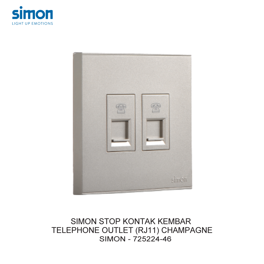 SIMON TWIN TELEPHONE OUTLET (RJ11) CHAMPAGNE