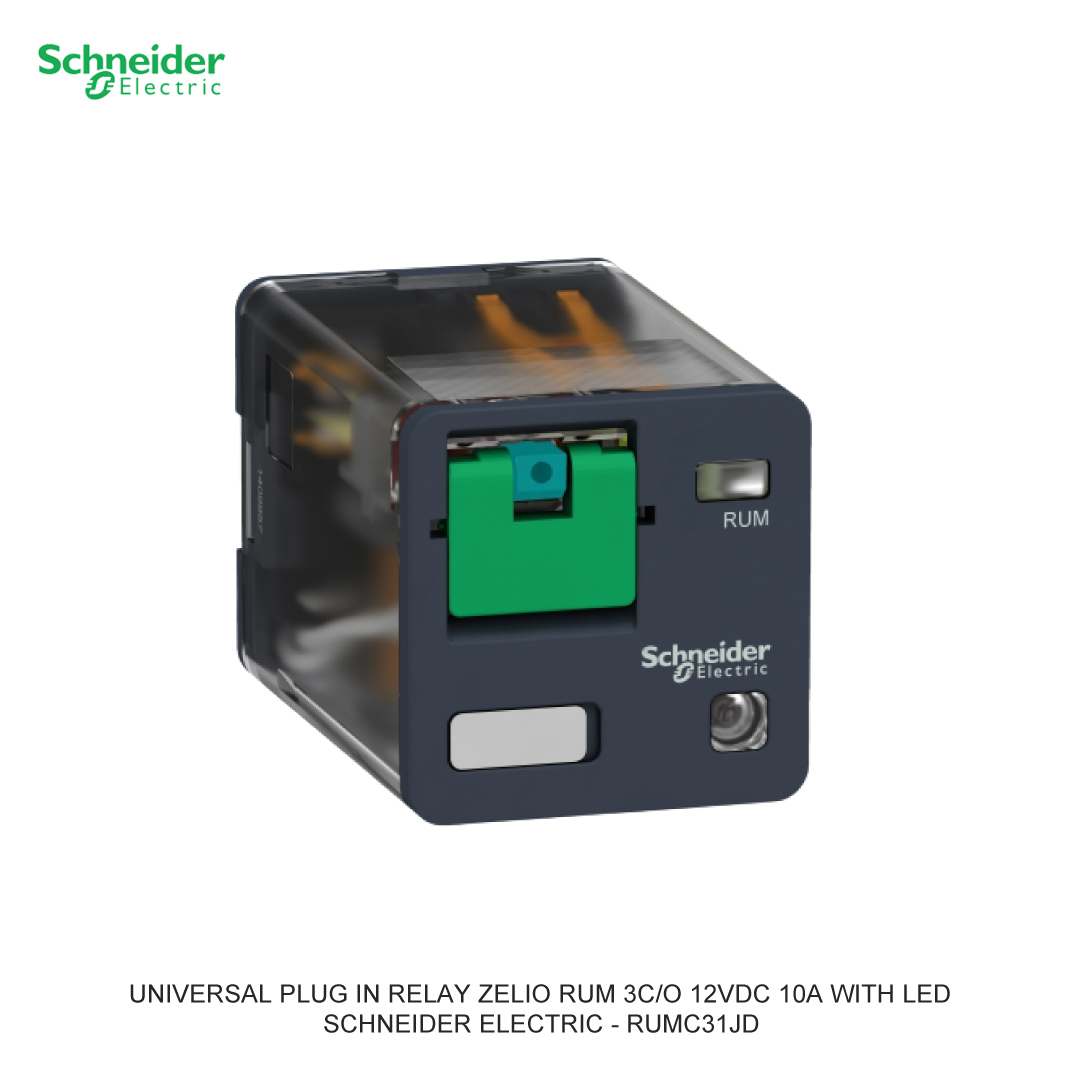 UNIVERSAL PLUG IN RELAY ZELIO RUM 3C/O 12VDC 10A WITH LED SCHNEIDER ELECTRIC