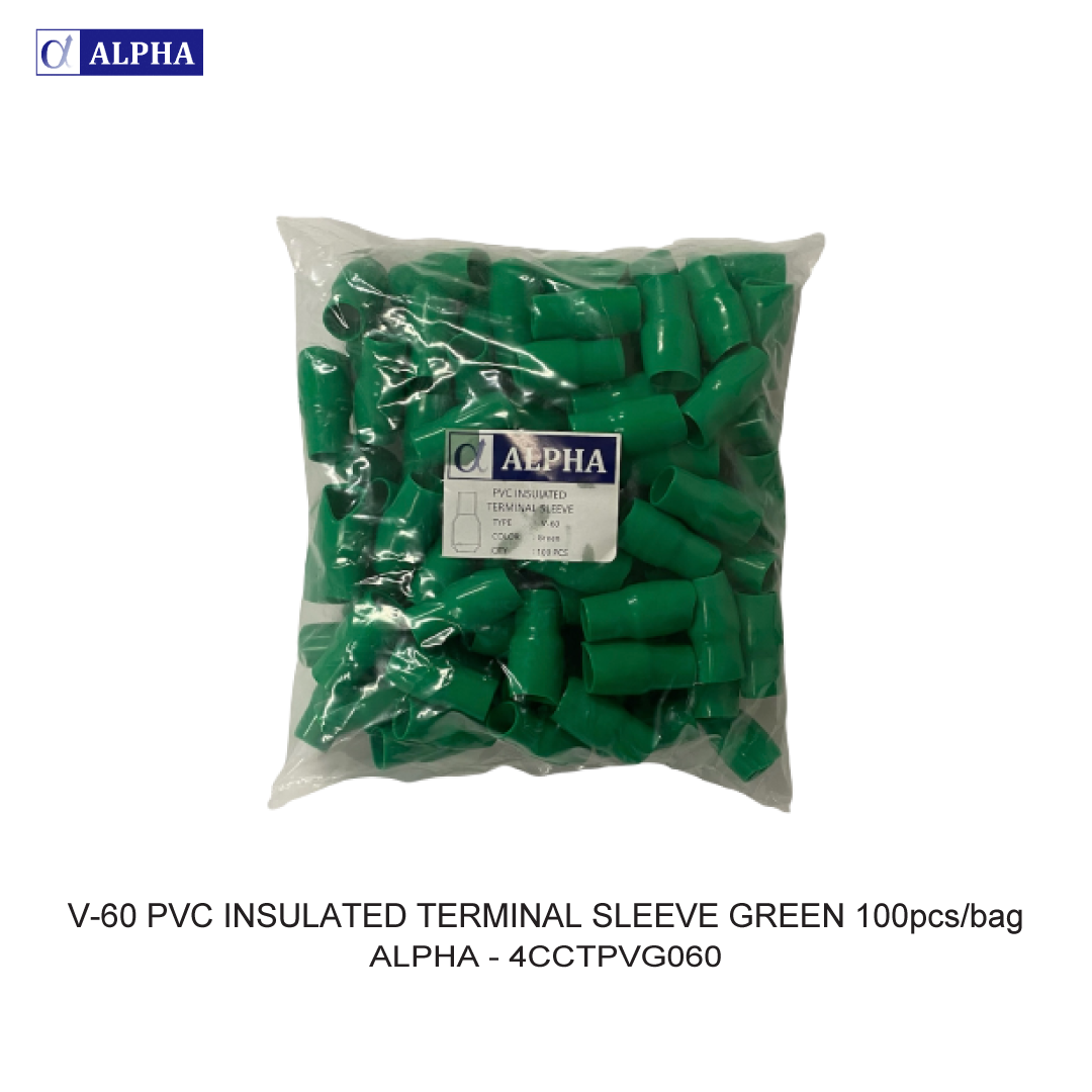 V-60 PVC INSULATED TERMINAL SLEEVE GREEN 100pcs/bag