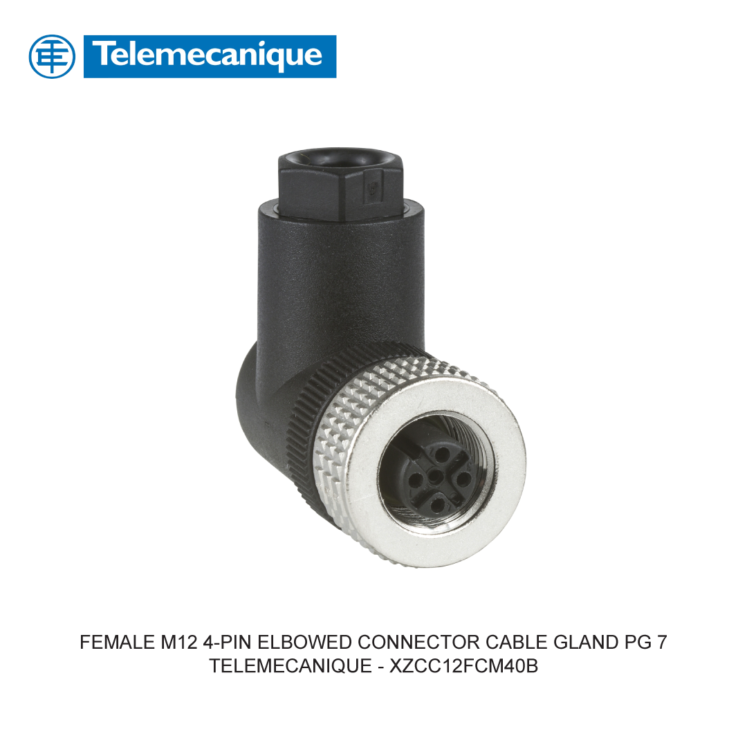 FEMALE M12 4-PIN ELBOWED CONNECTOR CABLE GLAND PG 7
