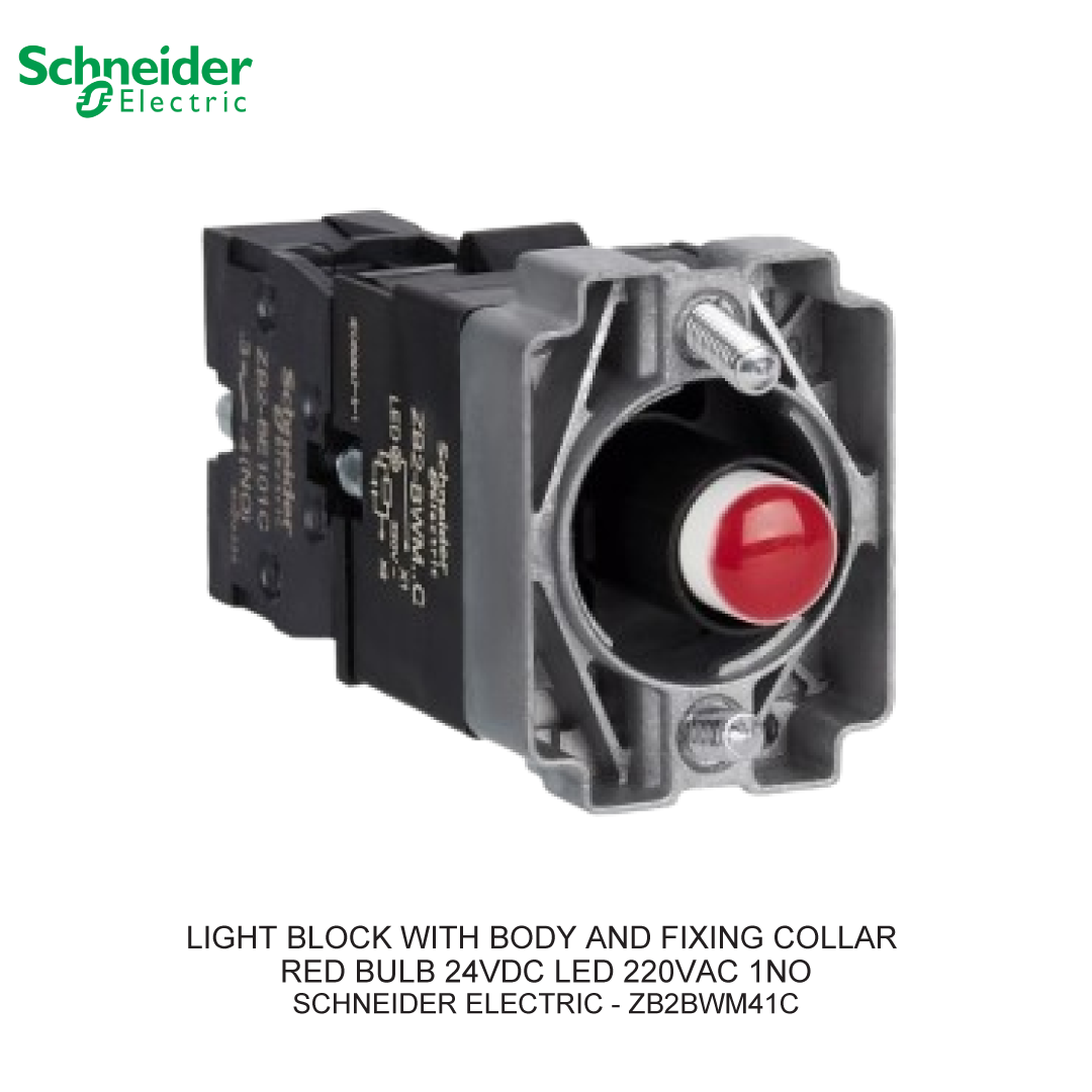 LIGHT BLOCK WITH BODY AND FIXING COLLAR RED BULB 24VDC LED 220VAC 1NO