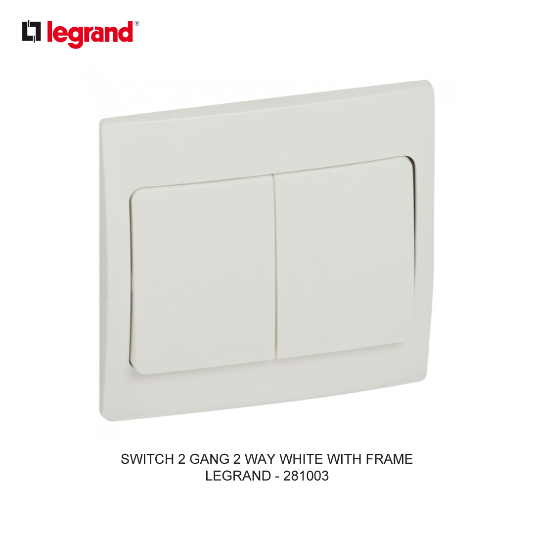 SWITCH 2 GANG 2 WAY WHITE WITH FRAME