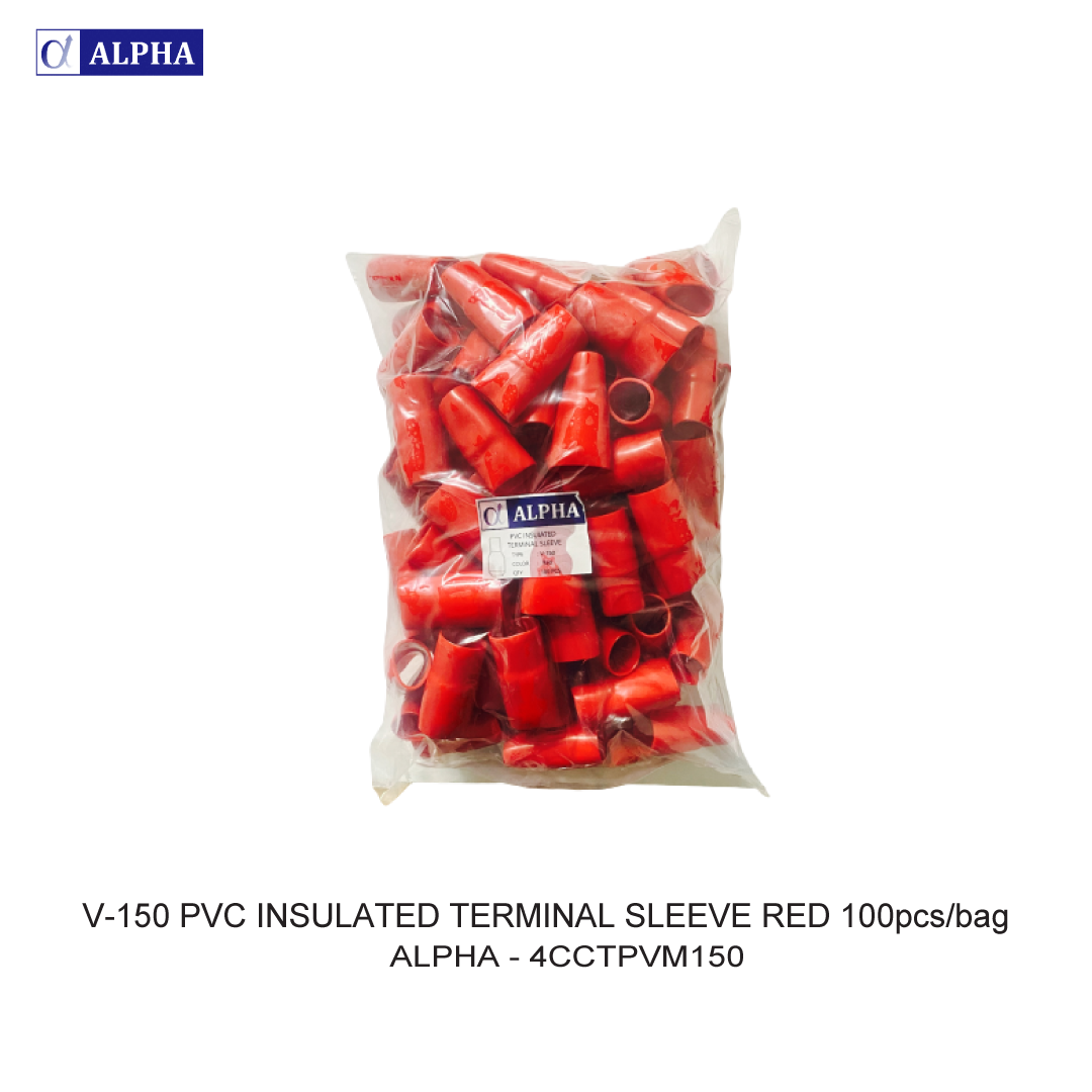 V-150 PVC INSULATED TERMINAL SLEEVE RED 100pcs/bag