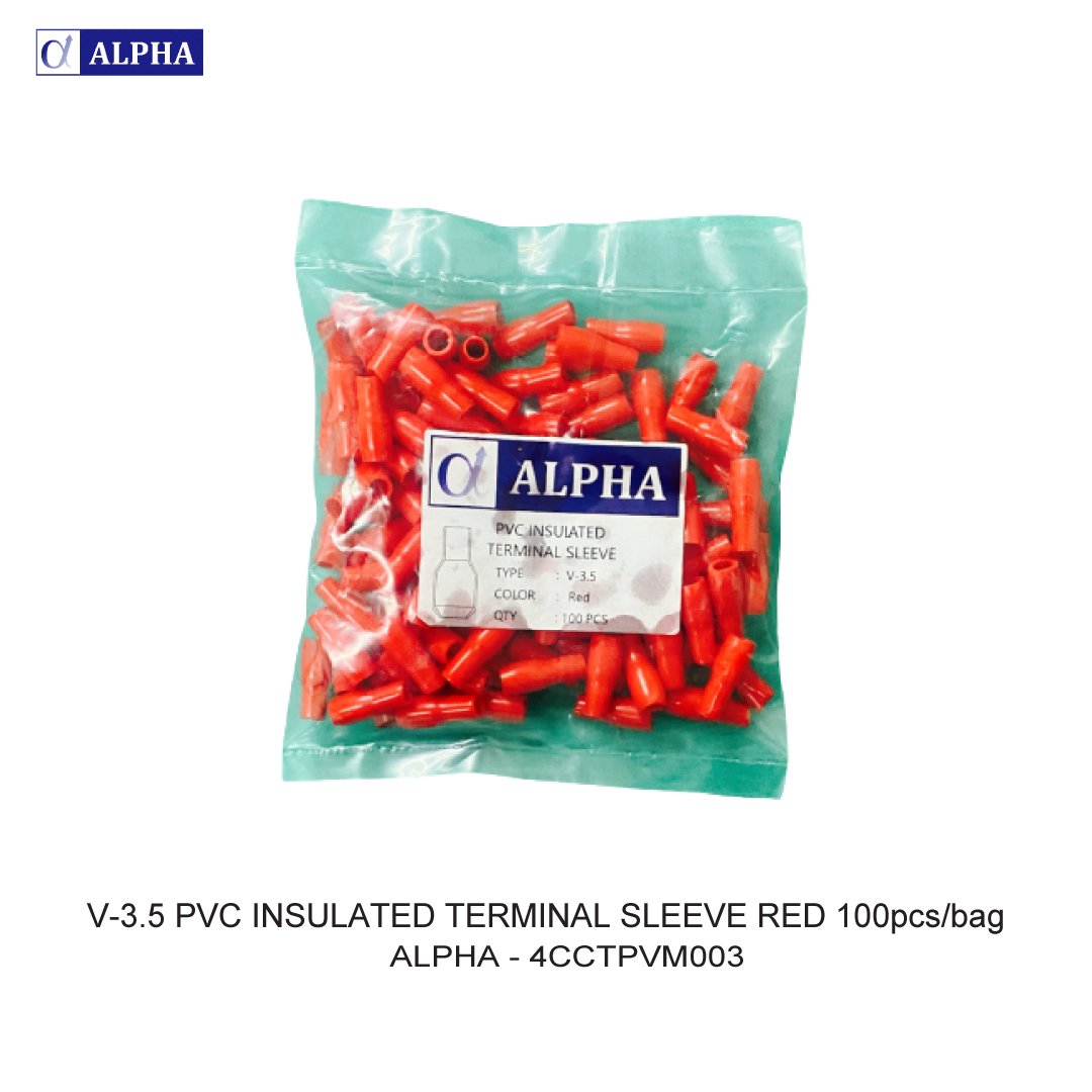 V-3.5 PVC INSULATED TERMINAL SLEEVE RED 100pcs/bag