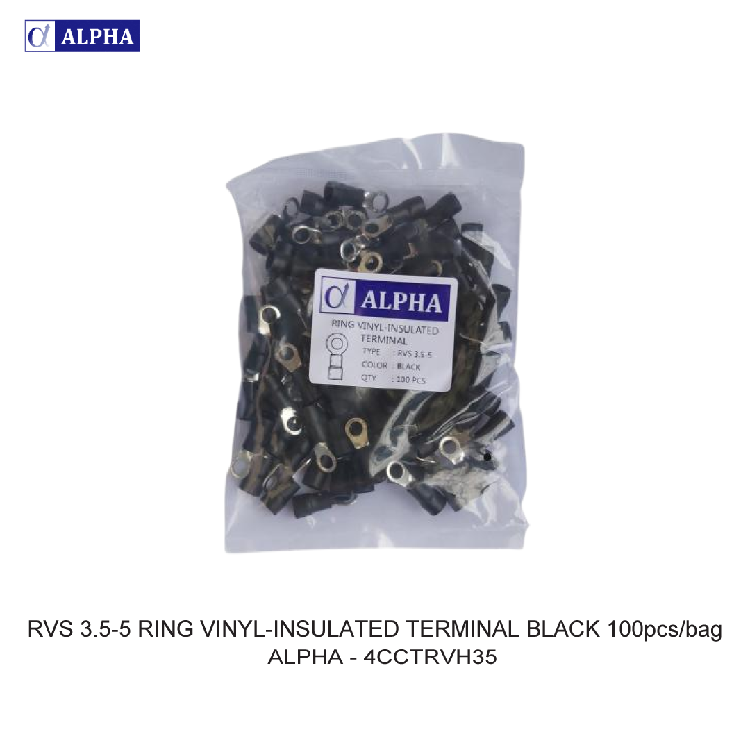 RVS 3.5-5 RING VINYL-INSULATED TERMINAL BLACK 100pcs/bag