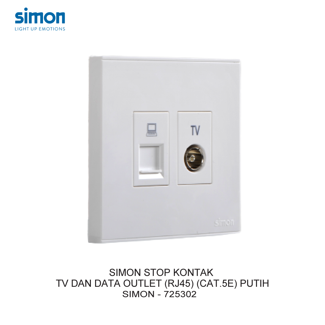 SIMON TV AND DATA OUTLET (RJ45) (CAT.5E) WHITE
