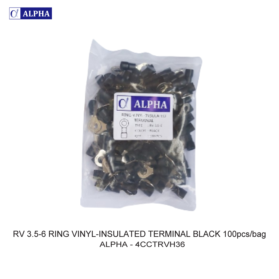 RV 3.5-6 RING VINYL-INSULATED TERMINAL BLACK 100pcs/bag