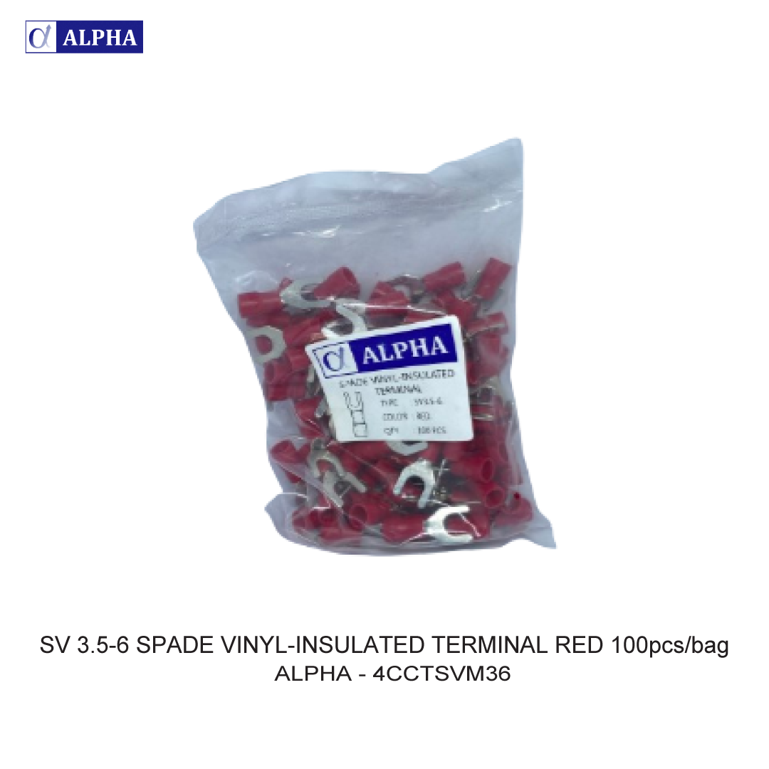 SV 3.5-6 SPADE VINYL-INSULATED TERMINAL RED 100pcs/bag