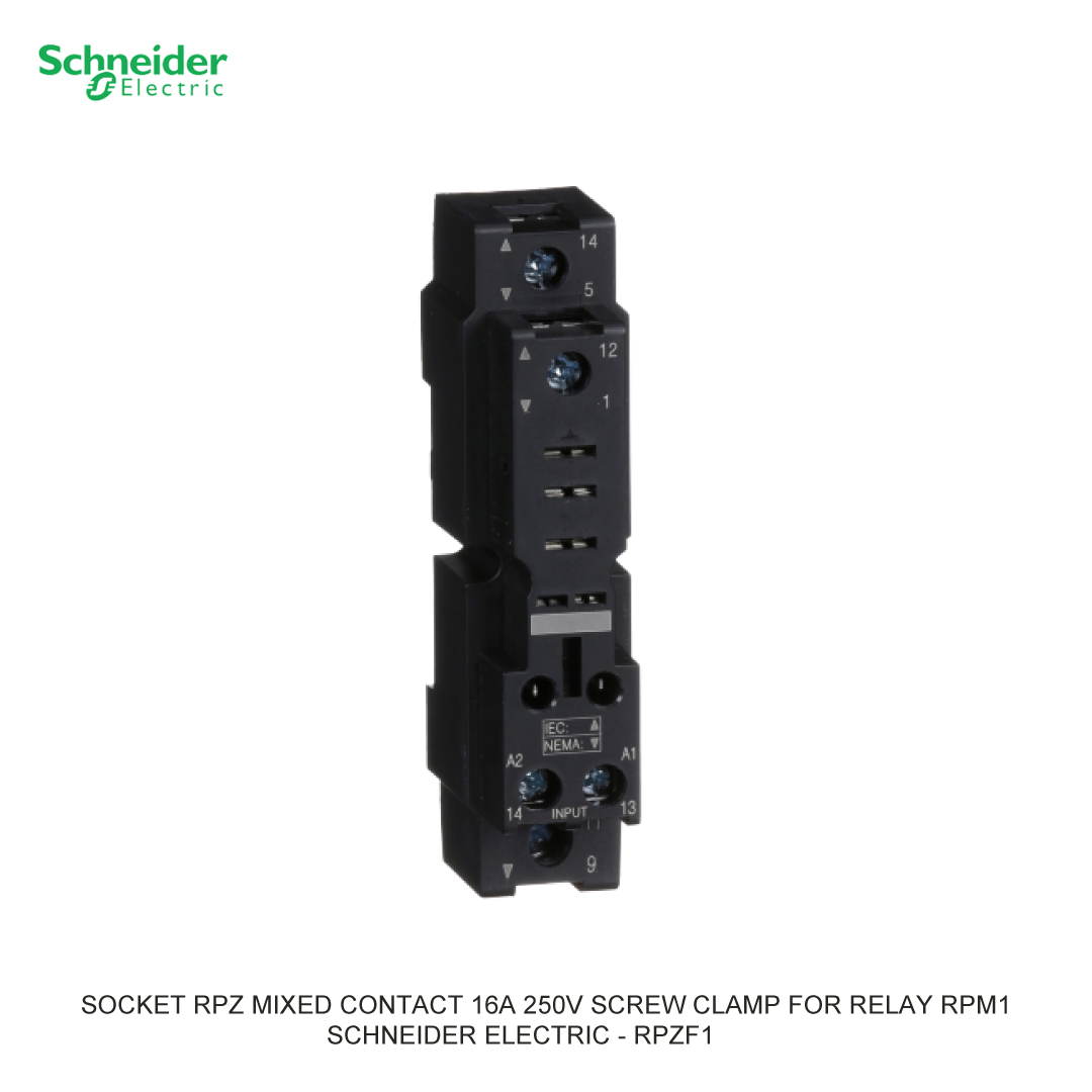 SOCKET RPZ MIXED CONTACT 16A 250V SCREW CLAMP FOR RELAY RPM1 SCHNEIDER ELECTRIC
