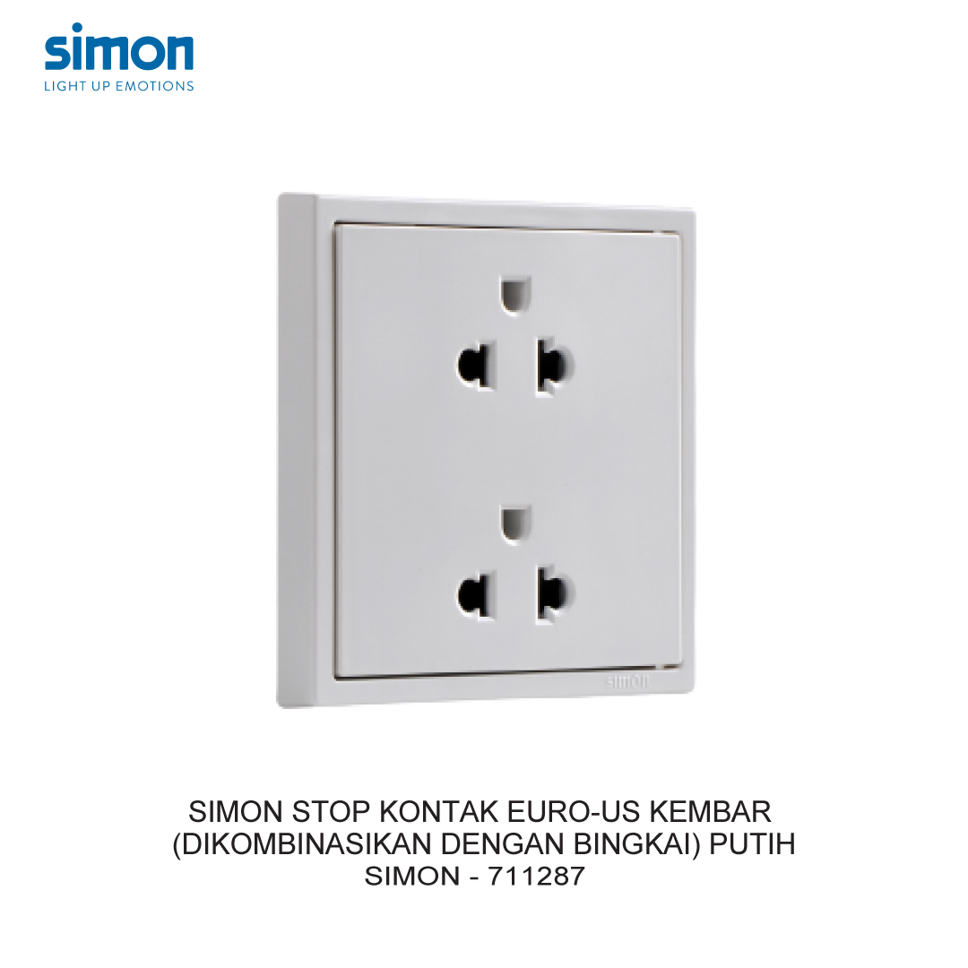 SIMON TWIN EURO-US SOCKET (COMBINED WITH FRAME) WHITE