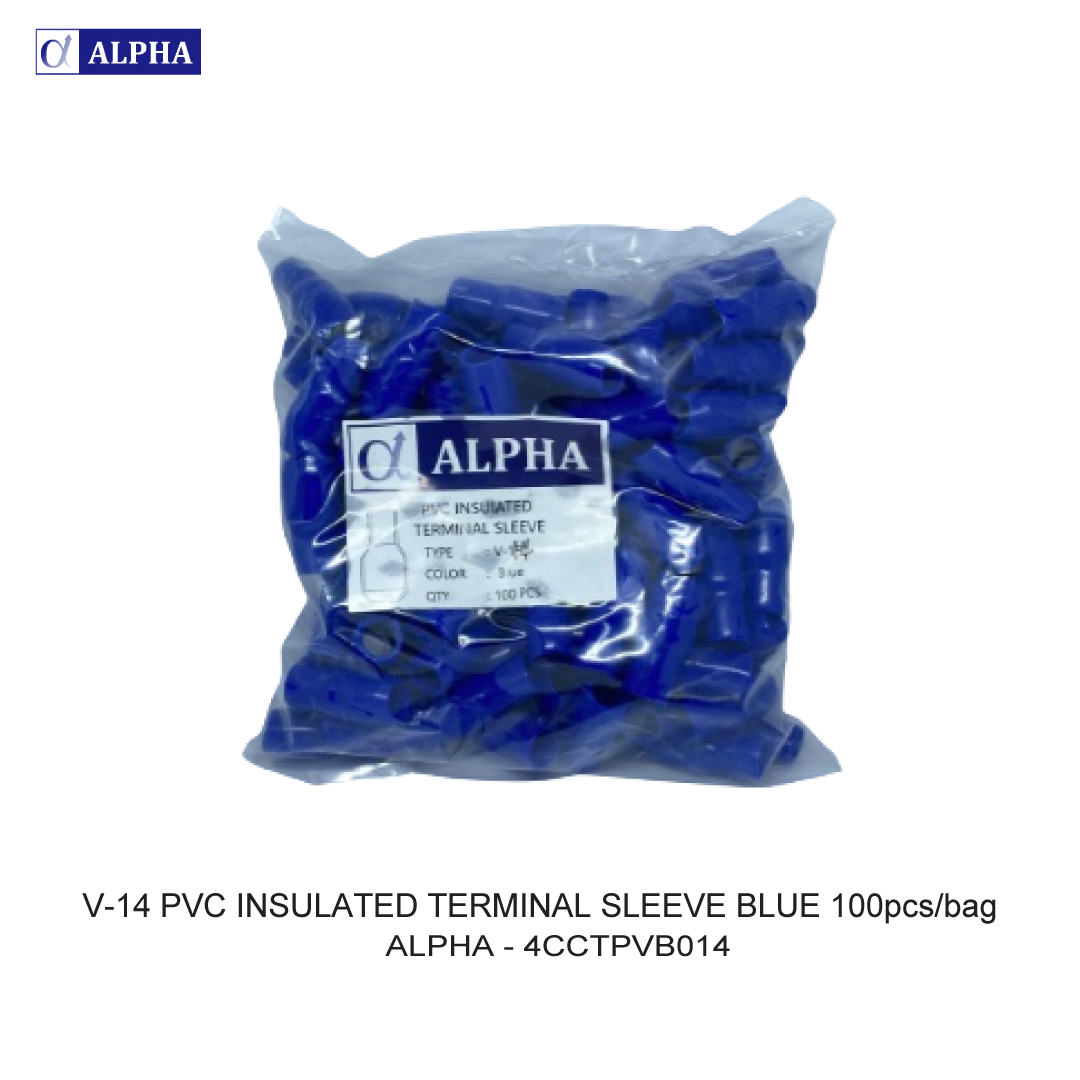 V-14 PVC INSULATED TERMINAL SLEEVE BLUE 100pcs/bag
