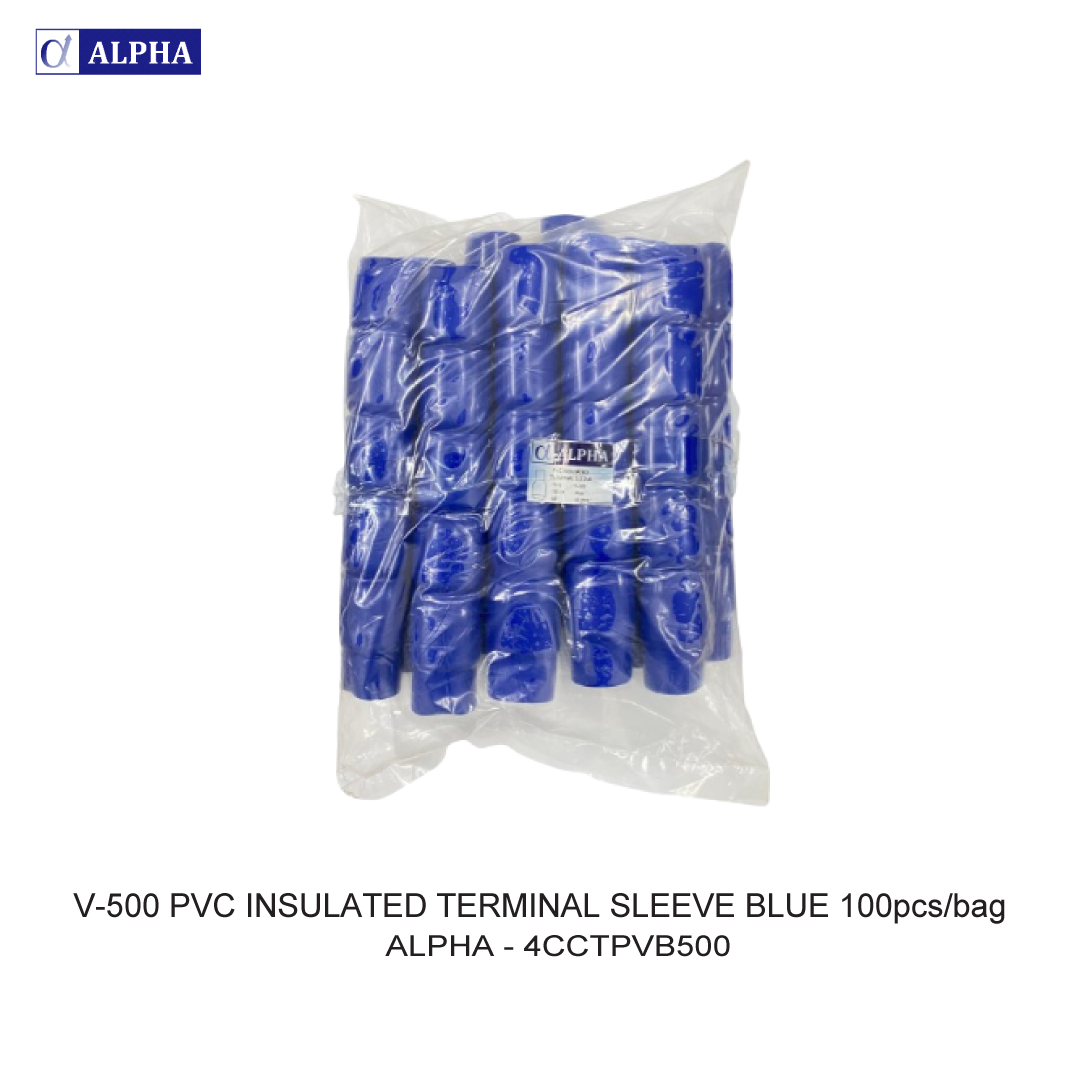V-500 PVC INSULATED TERMINAL SLEEVE BLUE 100pcs/bag