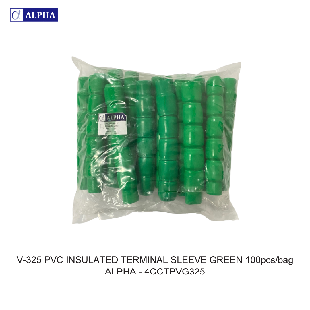 V-325 PVC INSULATED TERMINAL SLEEVE GREEN 100pcs/bag
