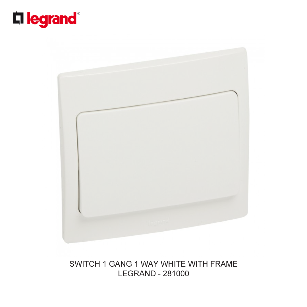 SWITCH 1 GANG 1 WAY WHITE WITH FRAME