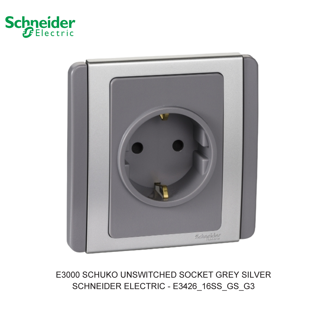 E3000 SCHUKO UNSWITCHED SOCKET GREY SILVER
