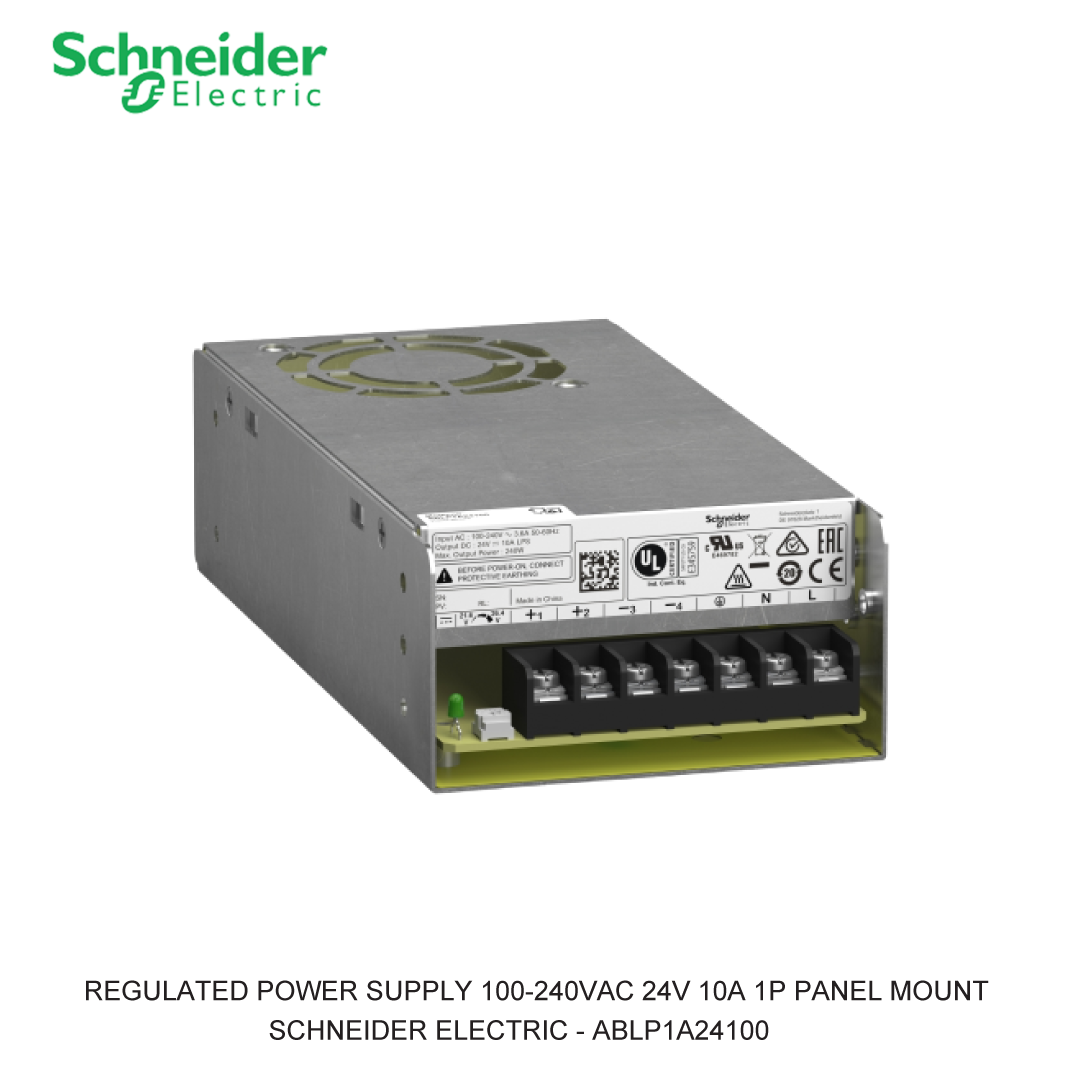 REGULATED POWER SUPPLY 100-240VAC 24V 10A 1P PANEL MOUNT