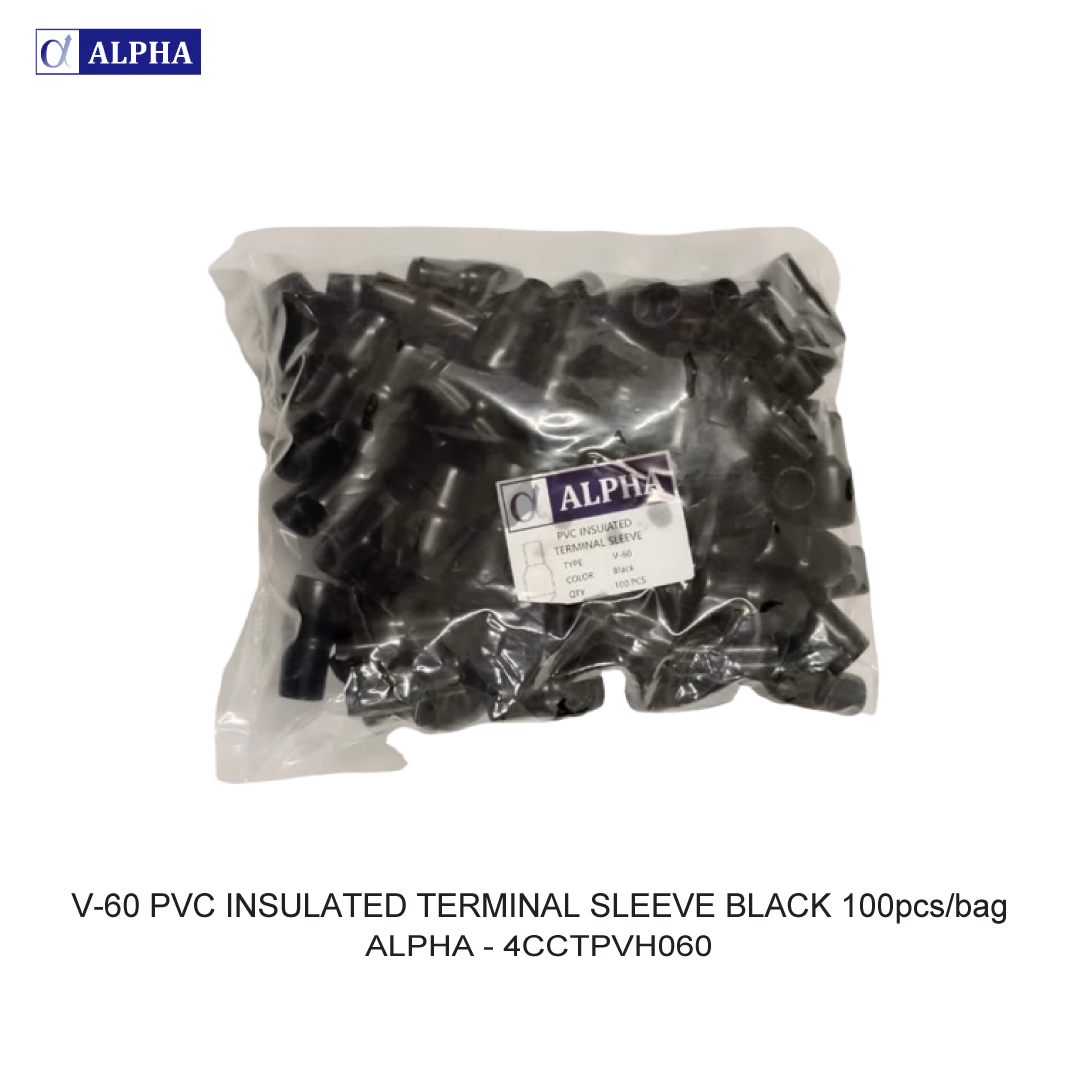 V-60 PVC INSULATED TERMINAL SLEEVE BLACK 100pcs/bag