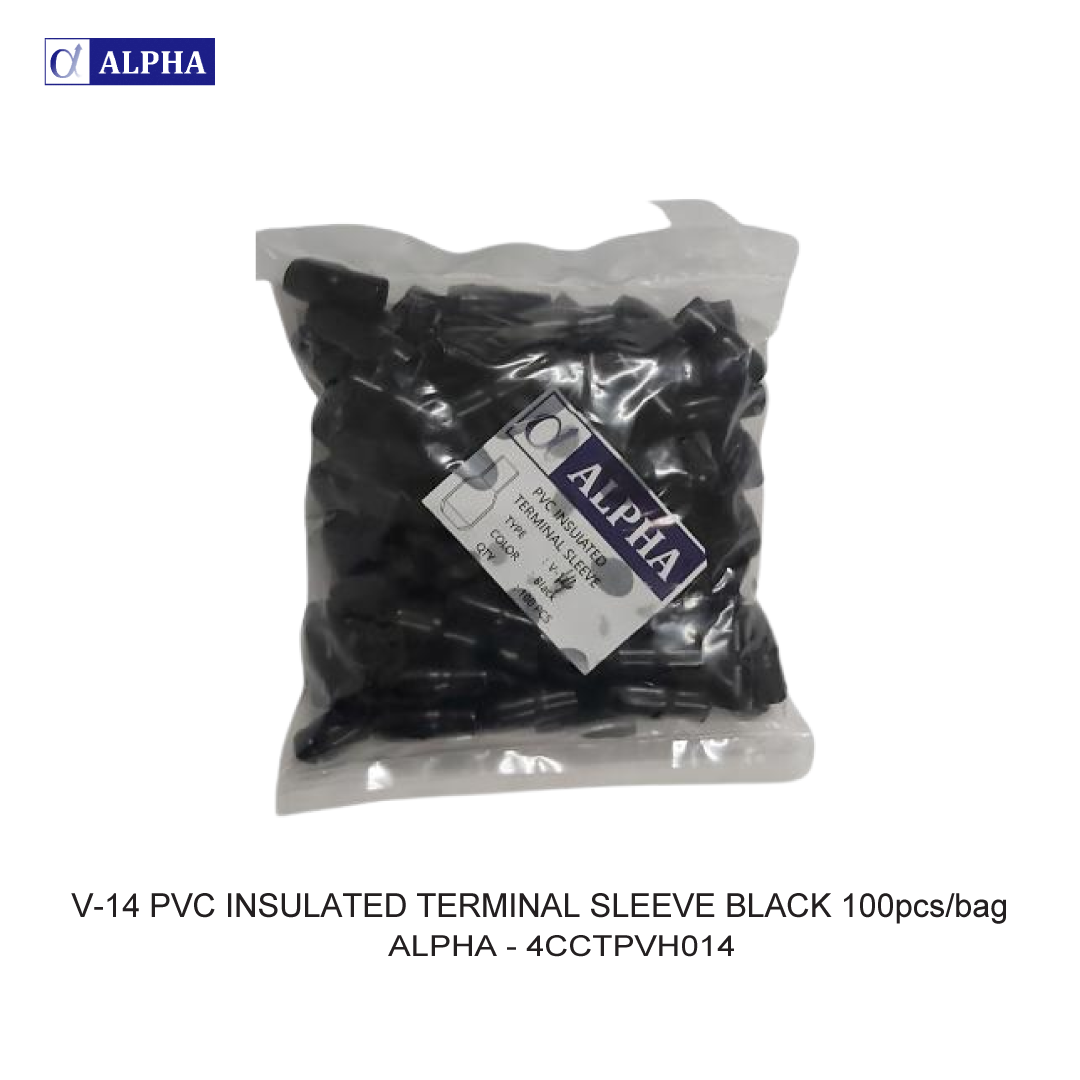 V-14 PVC INSULATED TERMINAL SLEEVE BLACK 100pcs/bag