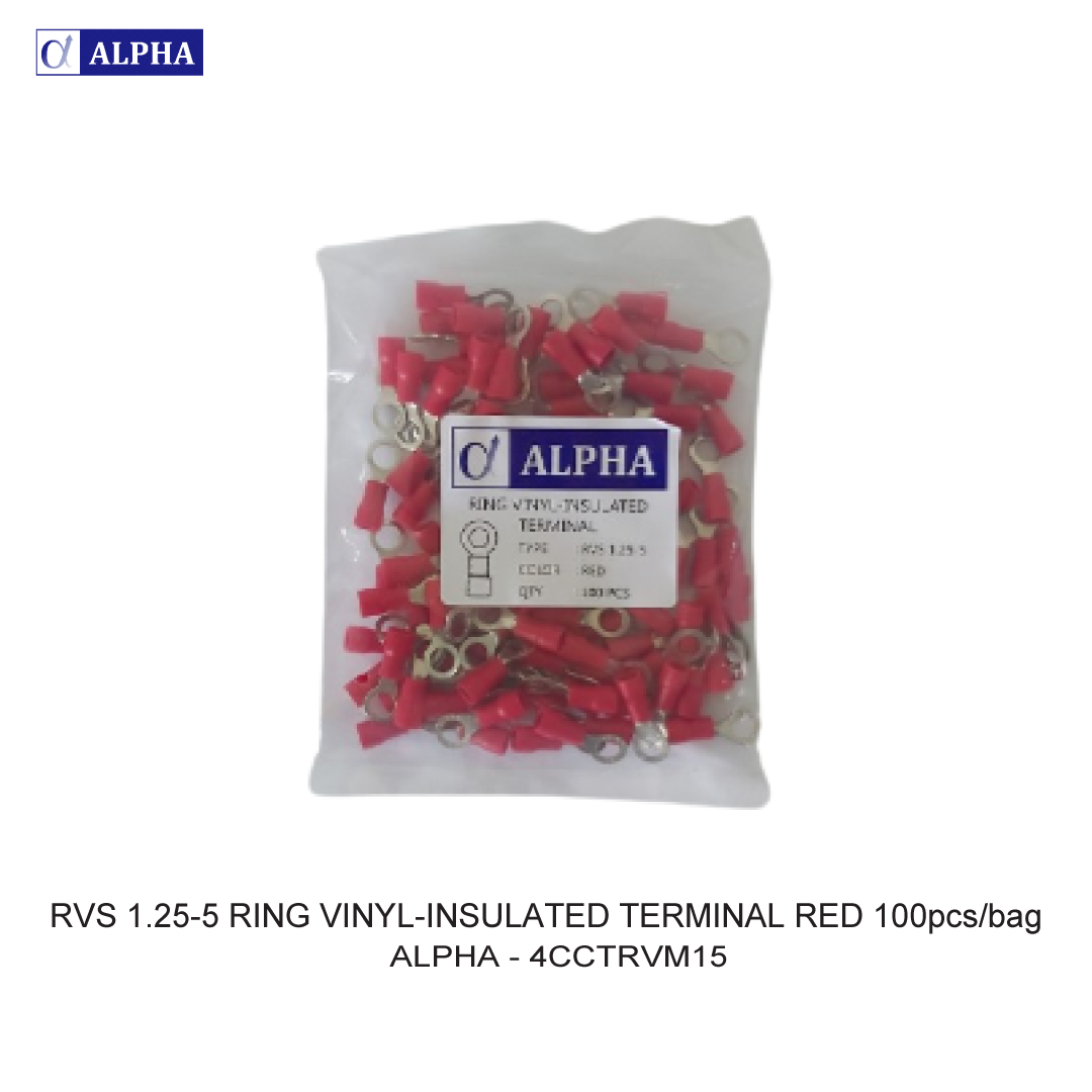 RVS 1.25-5 RING VINYL-INSULATED TERMINAL RED 100pcs/bag