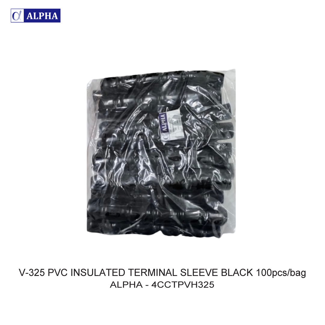 V-325 PVC INSULATED TERMINAL SLEEVE BLACK 100pcs/bag