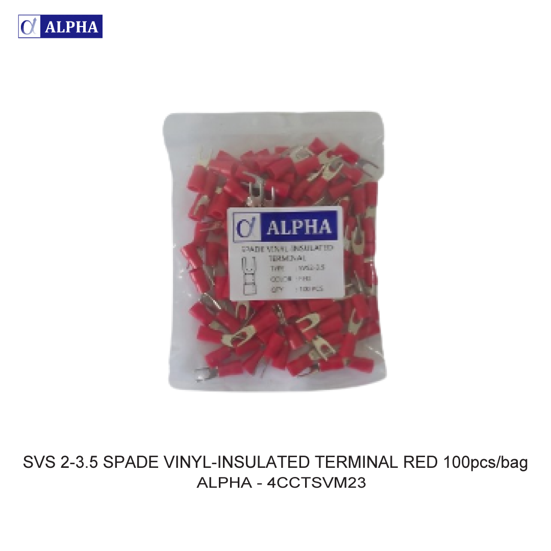 SVS 2-3.5 SPADE VINYL-INSULATED TERMINAL RED 100pcs/bag