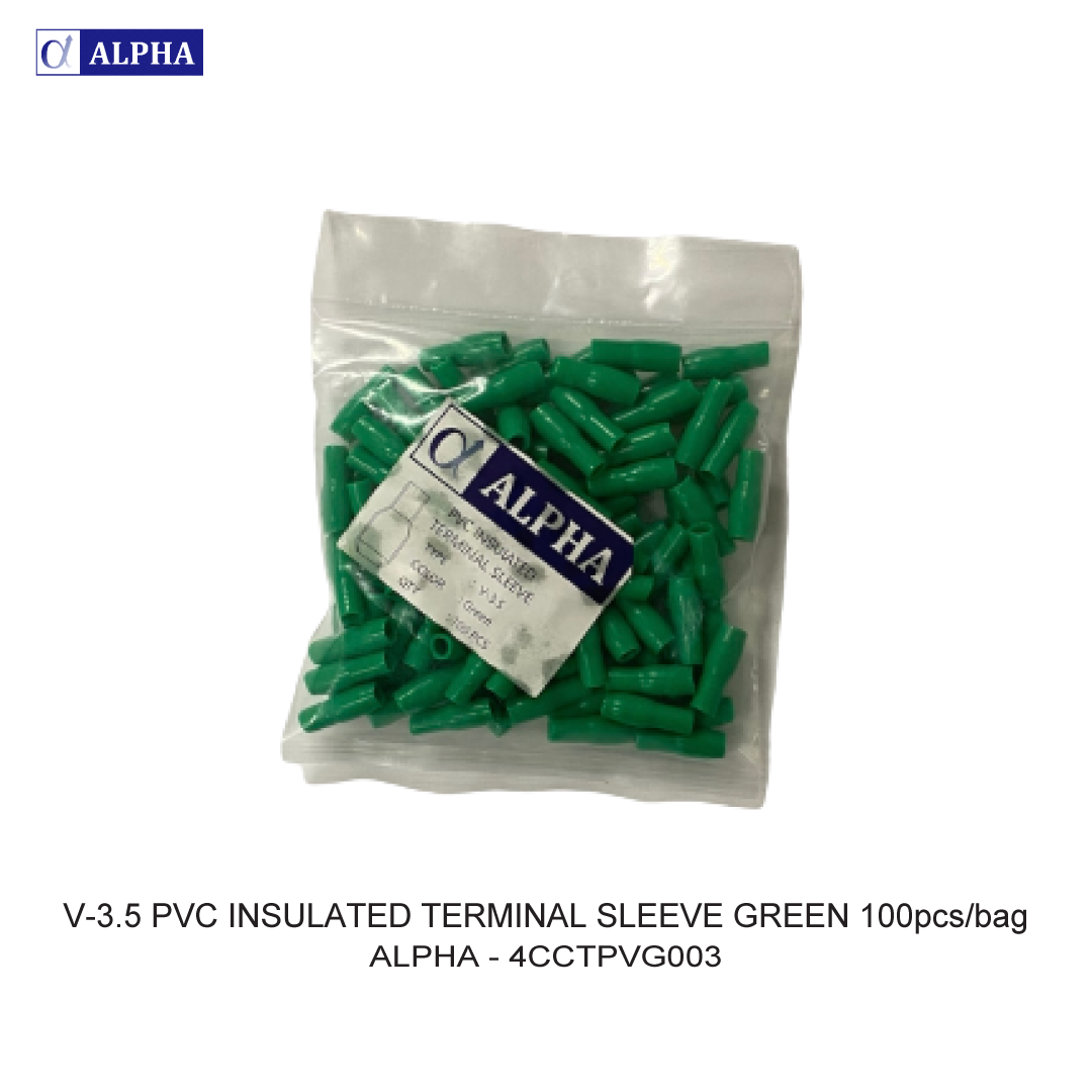 V-3.5 PVC INSULATED TERMINAL SLEEVE GREEN 100pcs/bag
