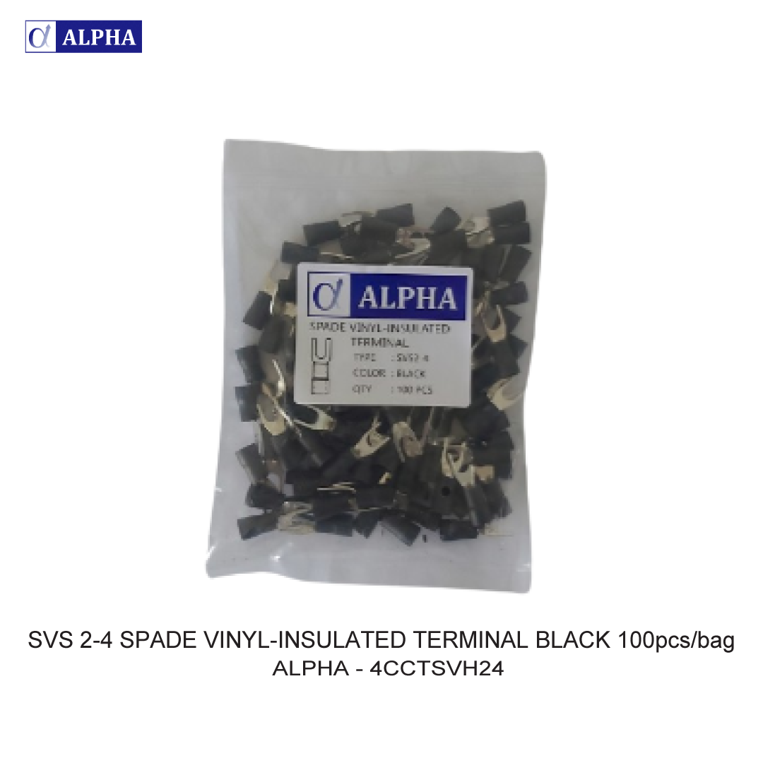 SVS 2-4 SPADE VINYL-INSULATED TERMINAL BLACK 100pcs/bag