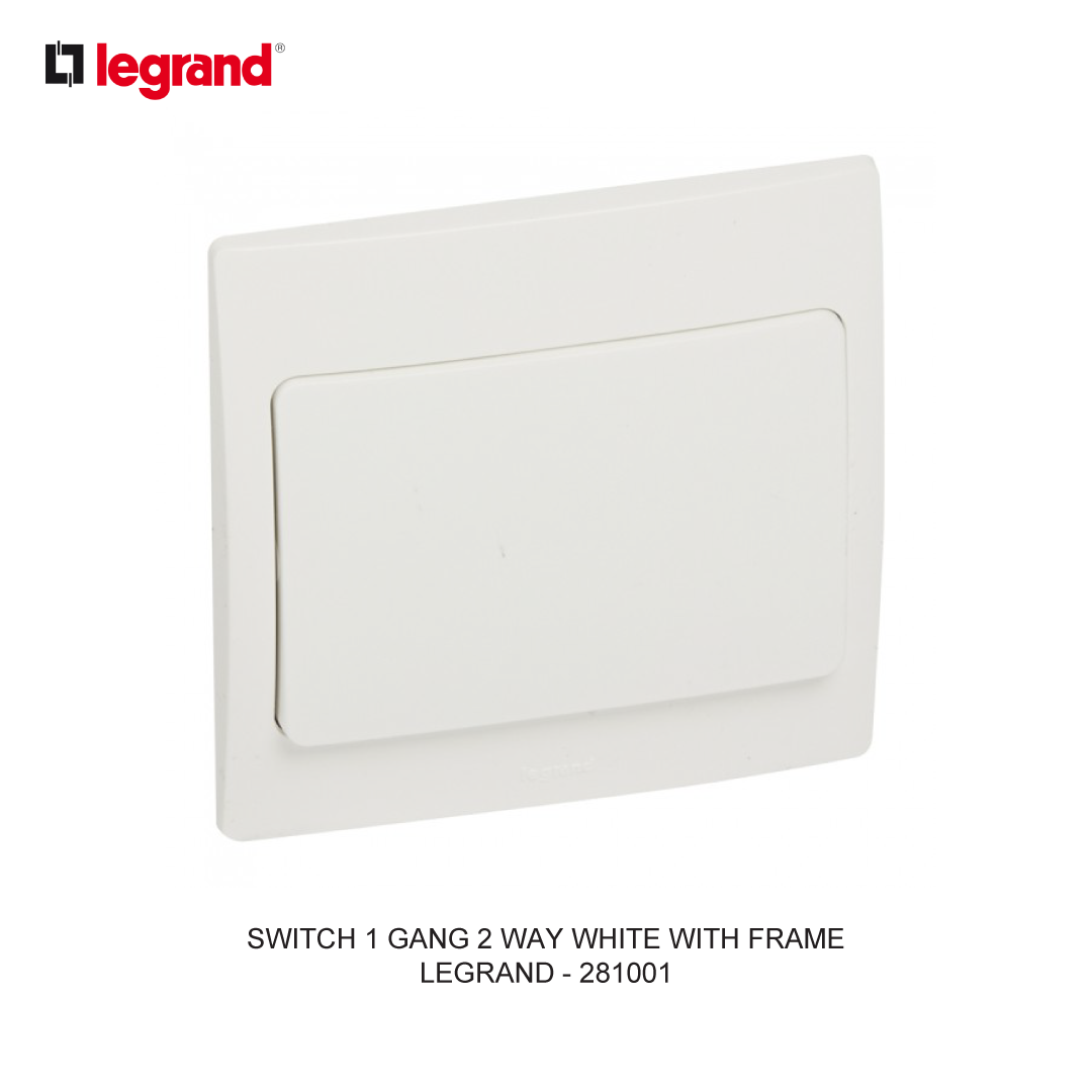SWITCH 1 GANG 2 WAY WHITE WITH FRAME
