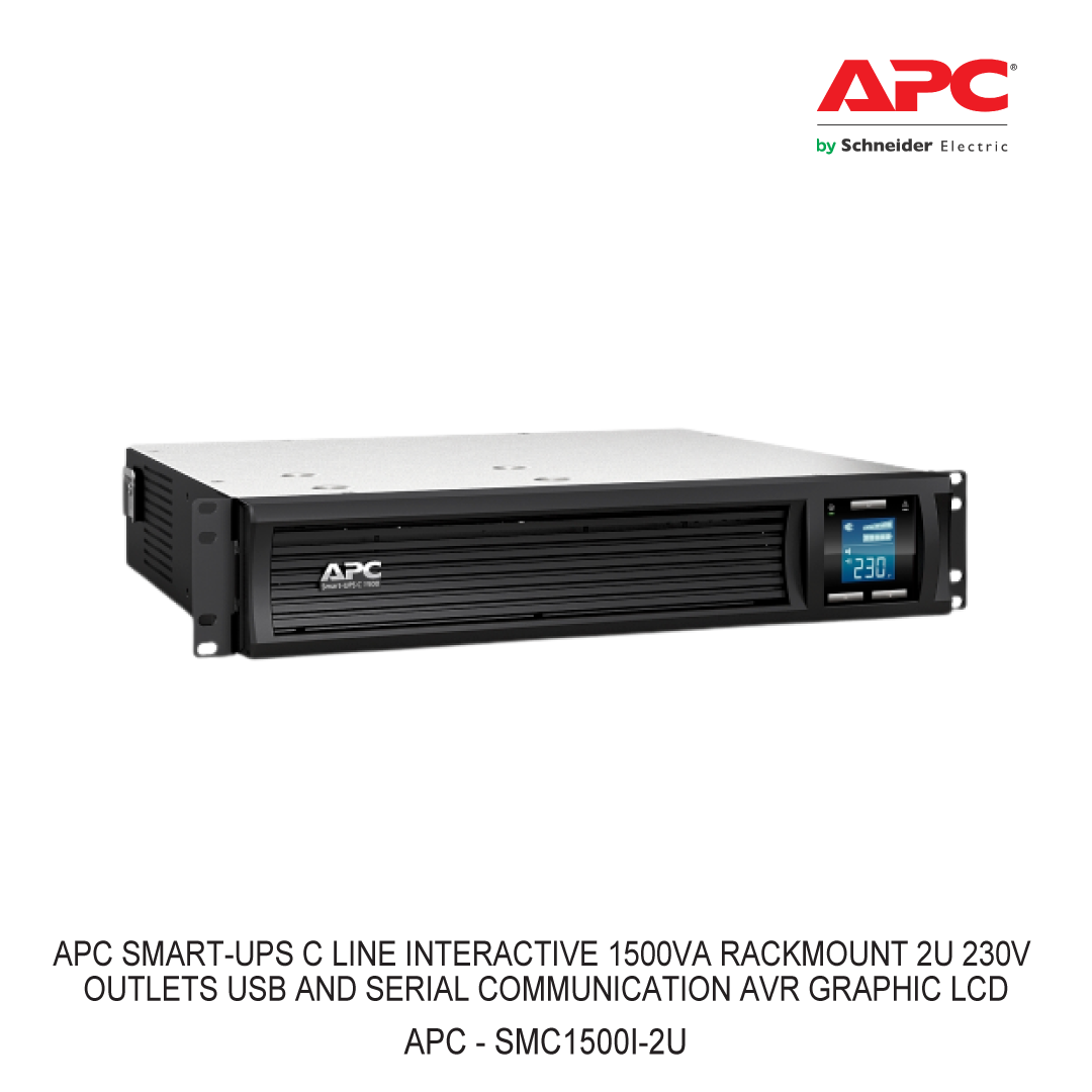 APC SMART-UPS C LINE INTERACTIVE 1500VA RACKMOUNT 2U 230V OUTLETS USB AND SERIAL COMMUNICATION AVR GRAPHIC LCD