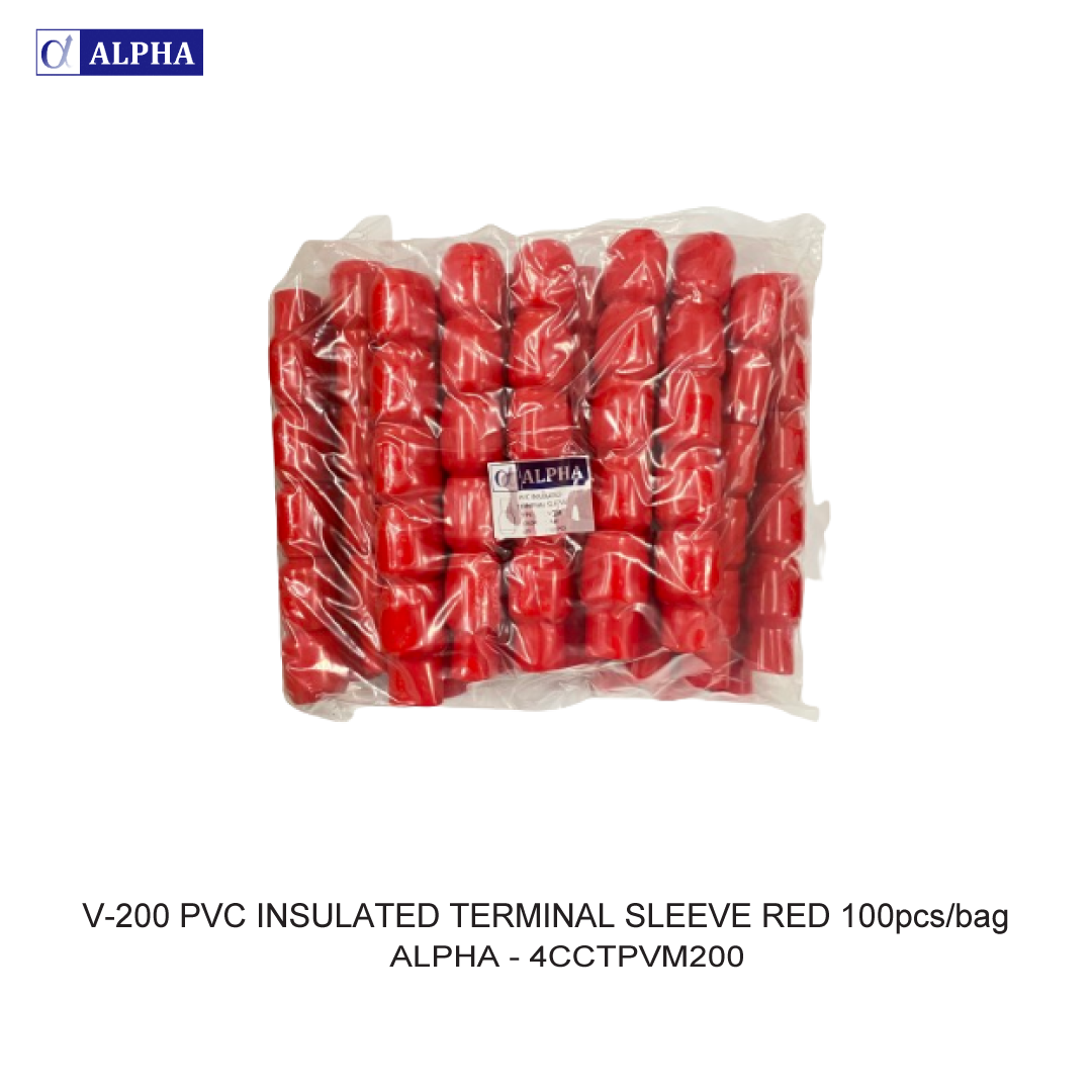 V-200 PVC INSULATED TERMINAL SLEEVE RED 100pcs/bag