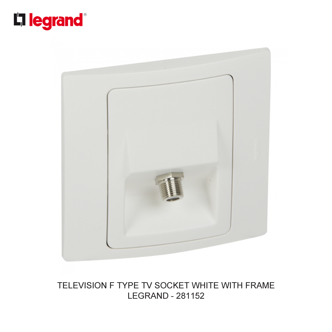 TELEVISION F TYPE TV SOCKET WHITE WITH FRAME