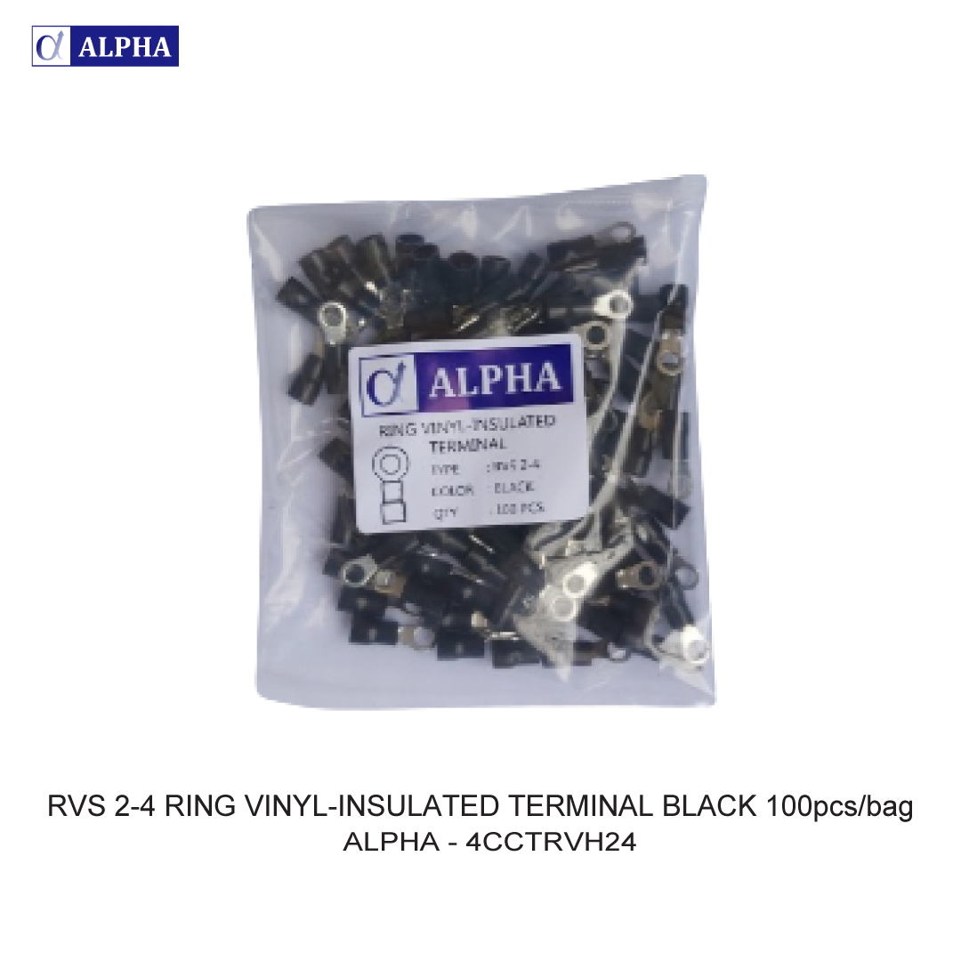 RVS 2-4 RING VINYL-INSULATED TERMINAL BLACK 100pcs/bag