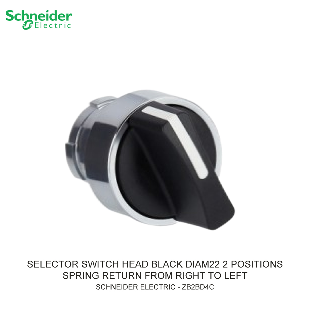 SELECTOR SWITCH HEAD BLACK DIAM22 2 POSITIONS SPRING RETURN FROM RIGHT TO LEFT