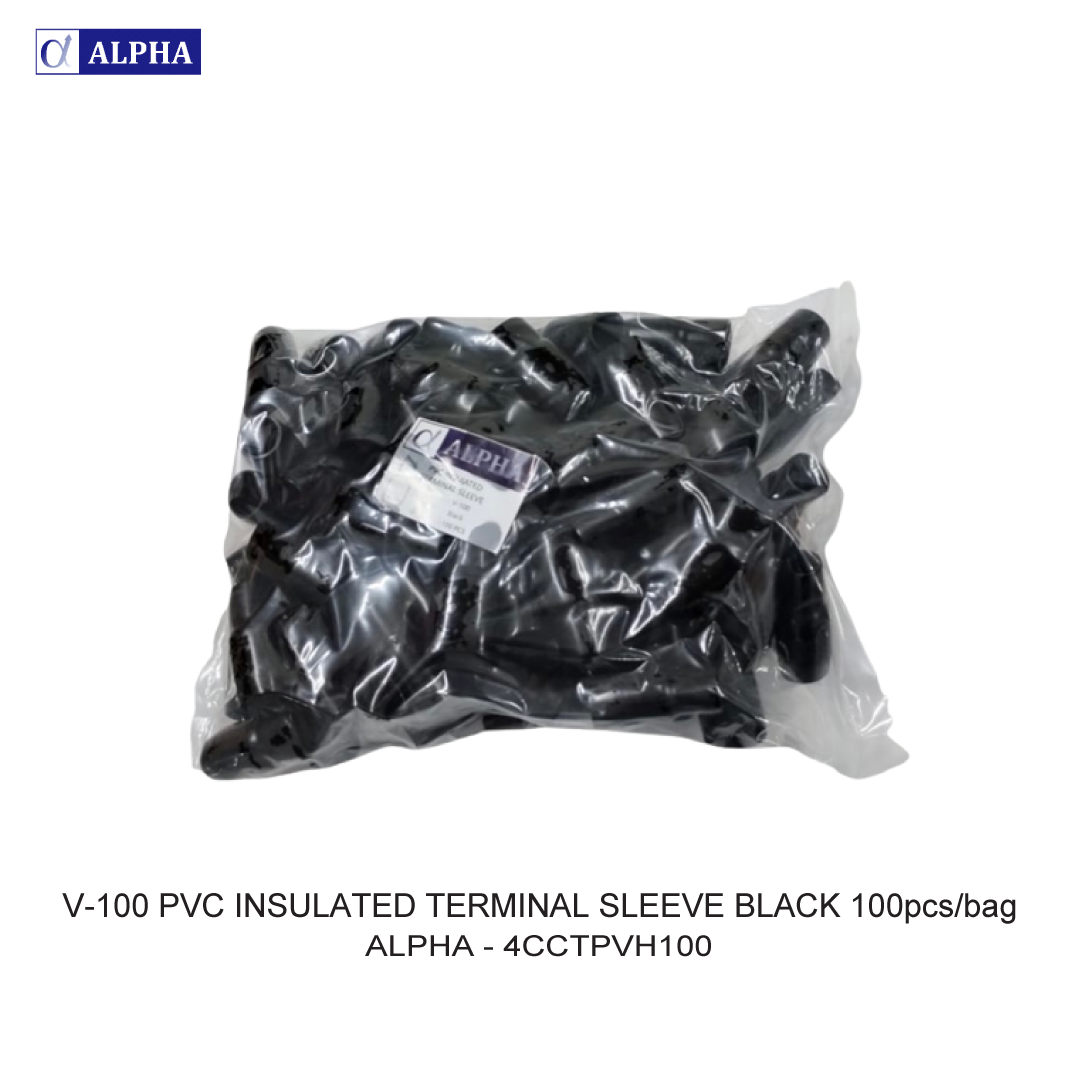 V-100 PVC INSULATED TERMINAL SLEEVE BLACK 100pcs/bag
