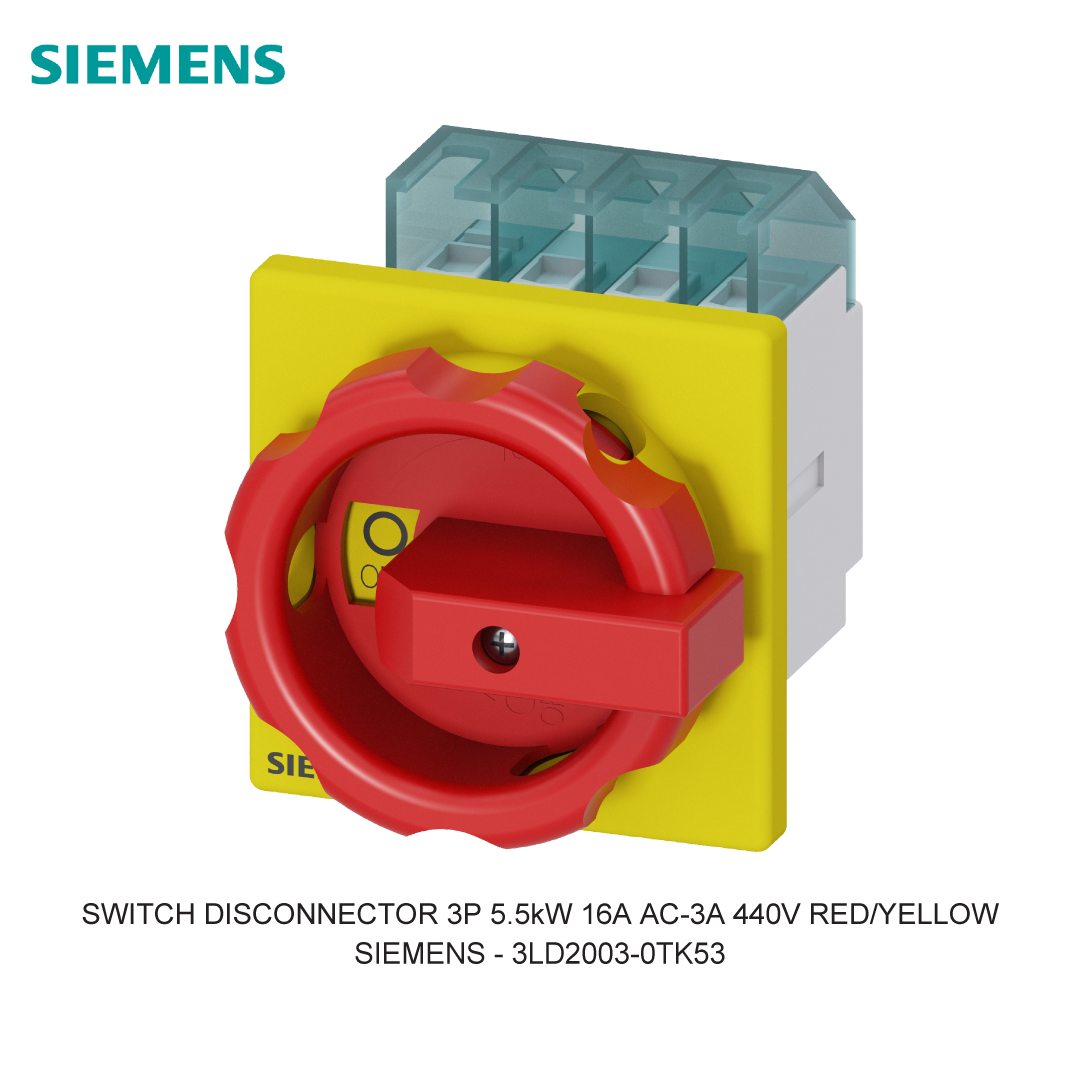 SWITCH DISCONNECTOR 3P 5.5kW 16A AC-3A 440V RED/YELLOW