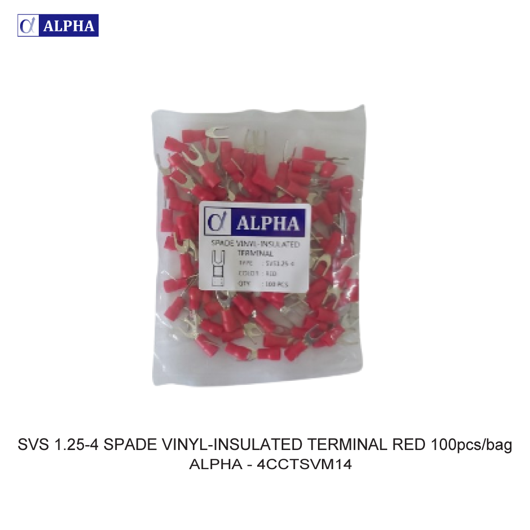 SVS 1.25-4 SPADE VINYL-INSULATED TERMINAL RED 100pcs/bag