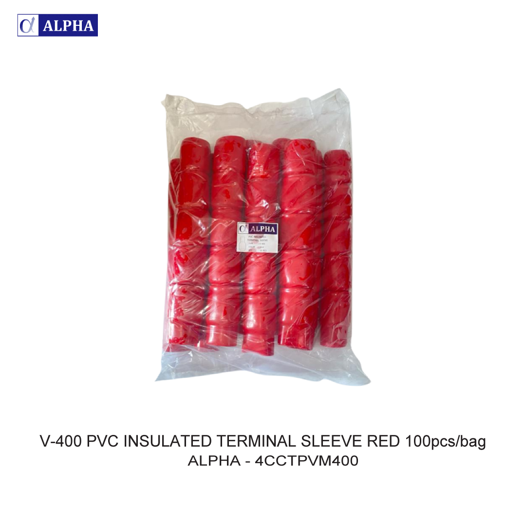 V-400 PVC INSULATED TERMINAL SLEEVE RED 100pcs/bag