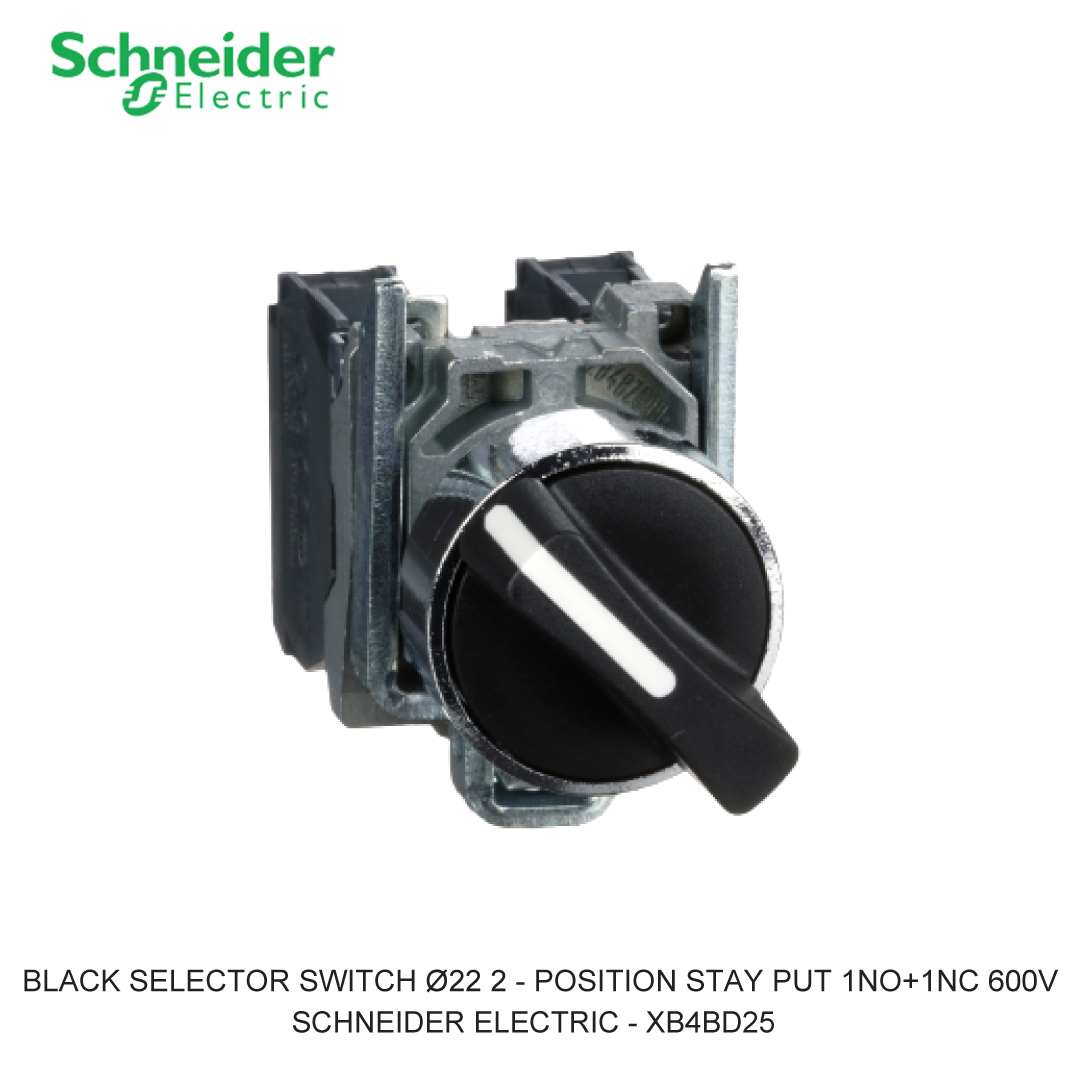 BLACK SELECTOR SWITCH Ø22 2-POSITION STAY PUT 1NO+1NC 600V