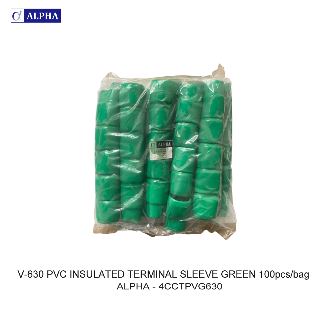 V-630 PVC INSULATED TERMINAL SLEEVE GREEN 100pcs/bag